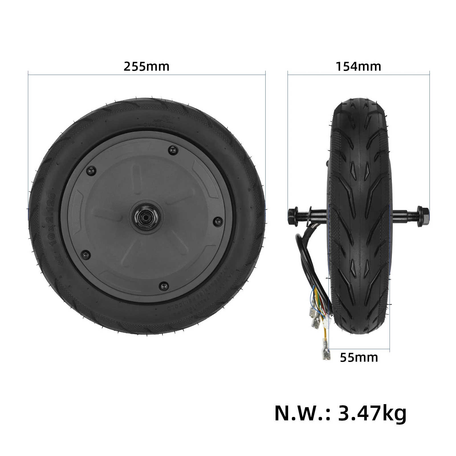 Motor în roată 10*2.125 cu anvelopă cu cameră Yuanxing, pentru Xiaomi 6 Lite