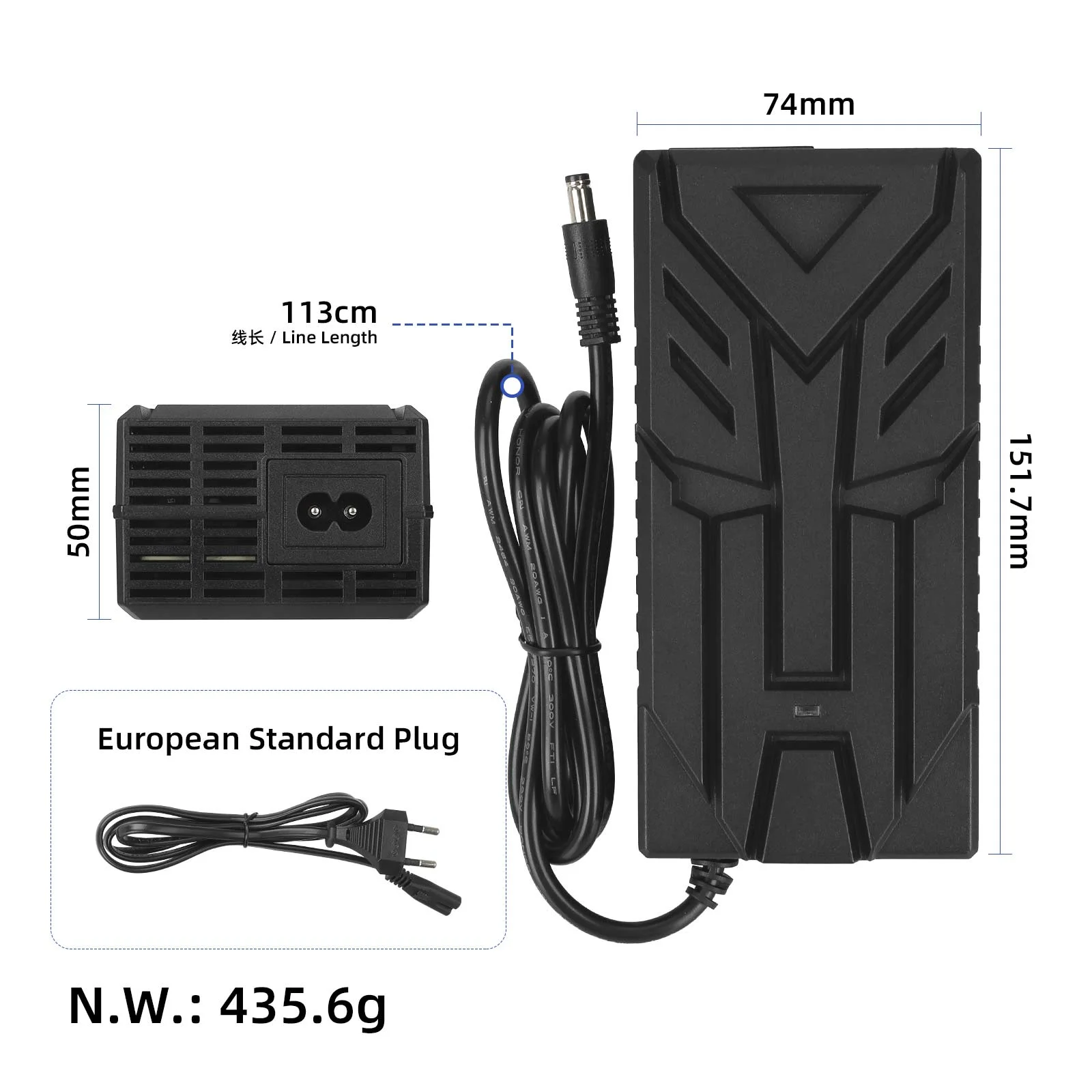 Încărcător 42V~58.8V 3A cu mufă DC2.1, ștecher UE, Ulip