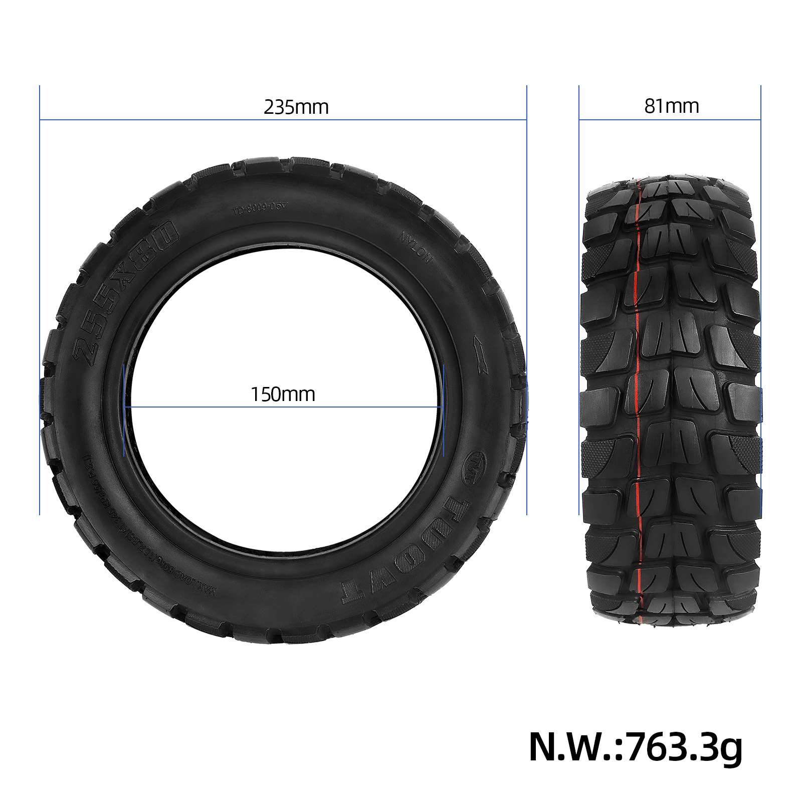 Anvelopă cu cameră 255*80 și 10*2.5, pentru Kugoo M4 Pro, Zero 10X, Kukirin G2 Max, Tuovt