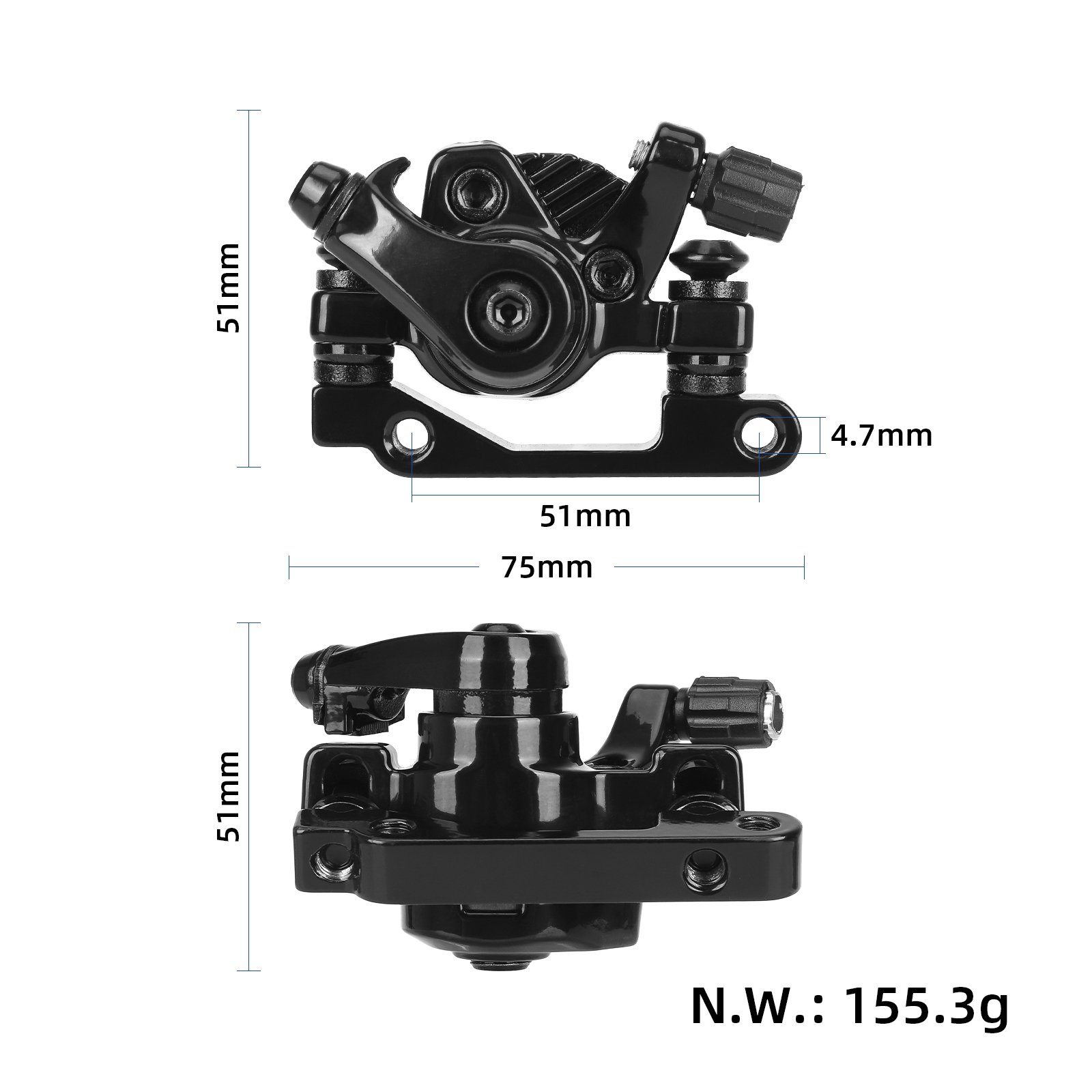 Etrier de frână negru, față stânga și spate dreapta, pentru KuKirin G2 Max și Kukirin G3