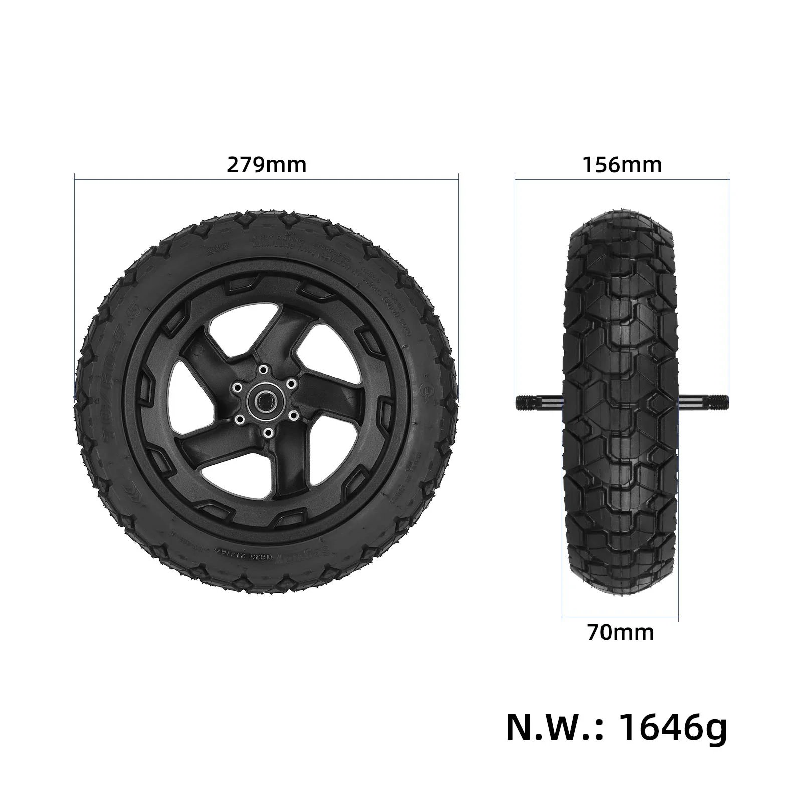 Roată față originală cu anvelopă vacuum 70/60-7.5, pentru Ninebot ZT3, Ninebot Max G3