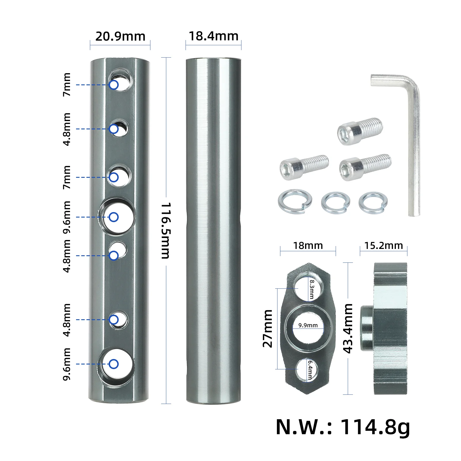 Tub de extensie multifuncțional din aliaj de aluminiu, culoare titan