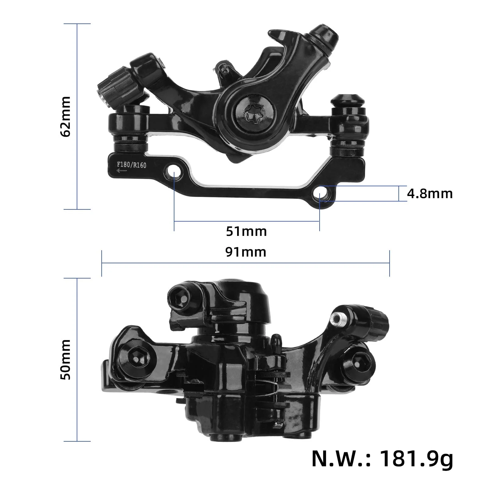 Etrier de frână negru F180/R160mm pentru Kukirin C1 Pro