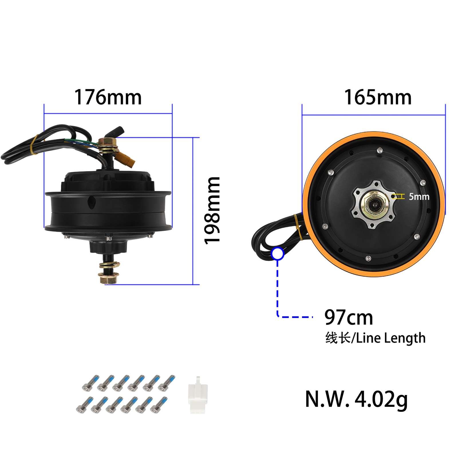 Motor în roată 10 inch, 1000W, fără anvelopă, pentru Kukirin G2 Max