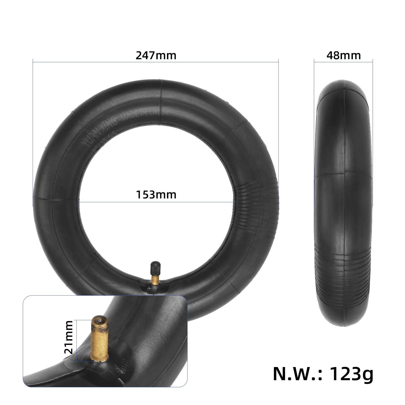 Cameră 85/65-6.5 cu valvă dreaptă, pentru Kugoo G Booster, Xiaomi Mini Pro, Yuanxing