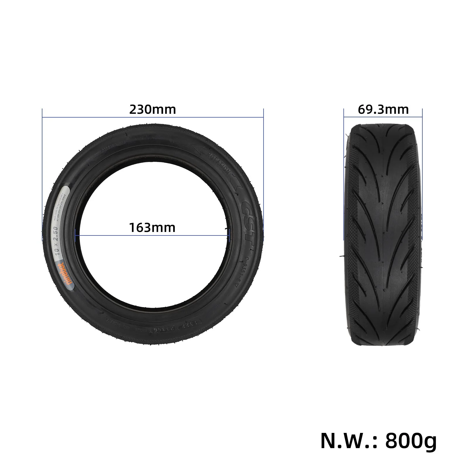 Anvelopă tubeless 10x2.50, autoreparabilă cu gel, C-9351, CST
