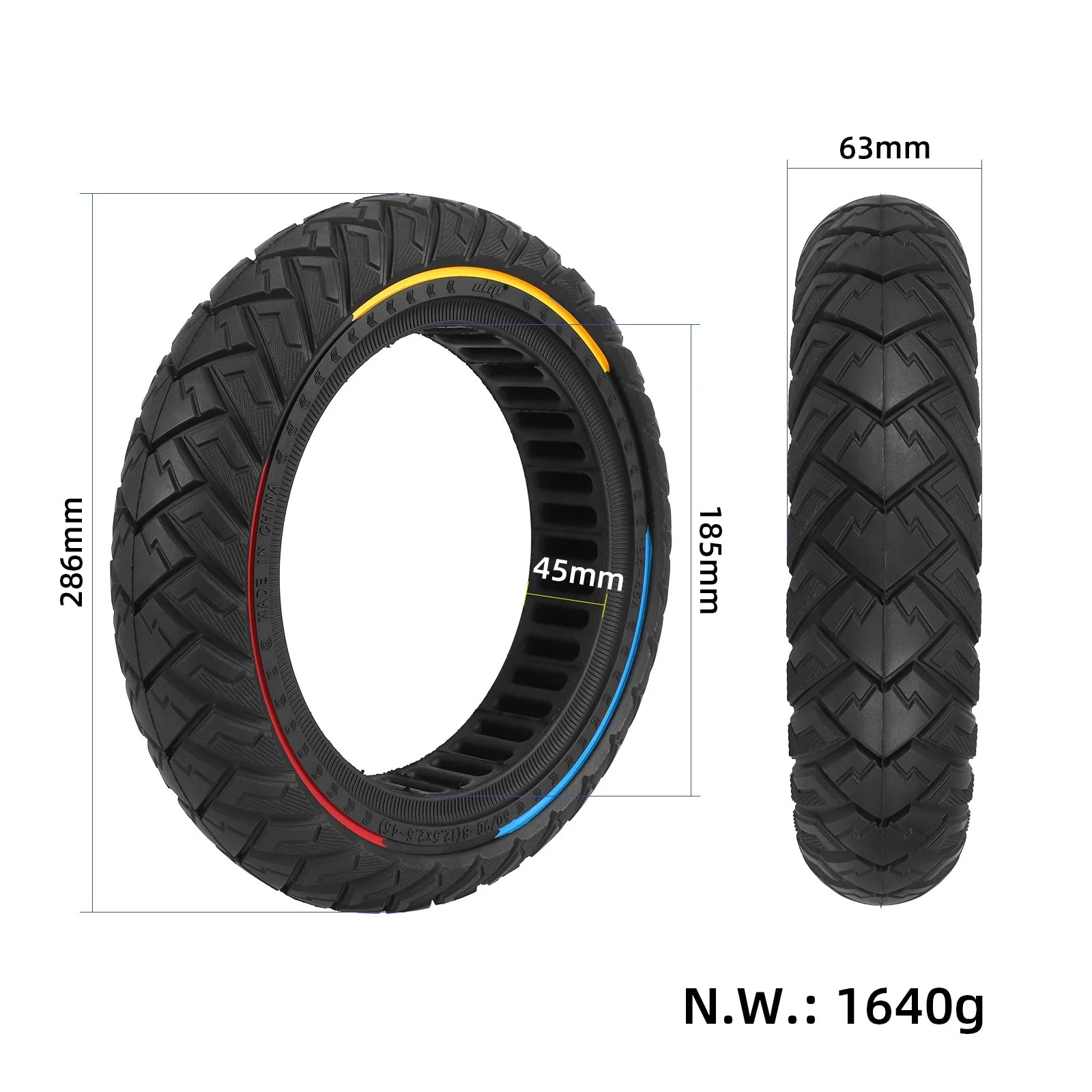Anvelopă plină 12 inch 60/90-8 (12.5*2.5-45), off-road, slot 45 mm, pentru Xiaomi 5, Ulip
