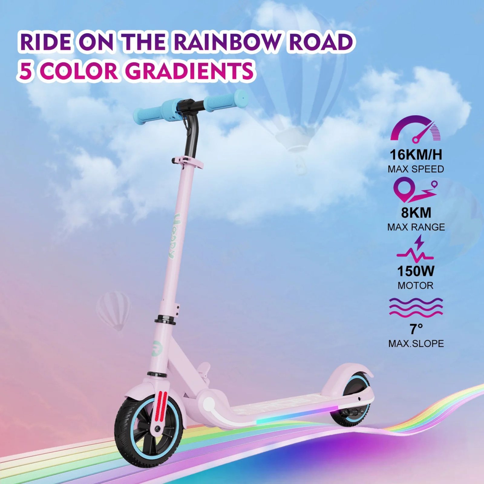 RCB R11, Trotinetă electrică pentru Copii, 16km/h, 150W, 8km autonomie - imagine 6