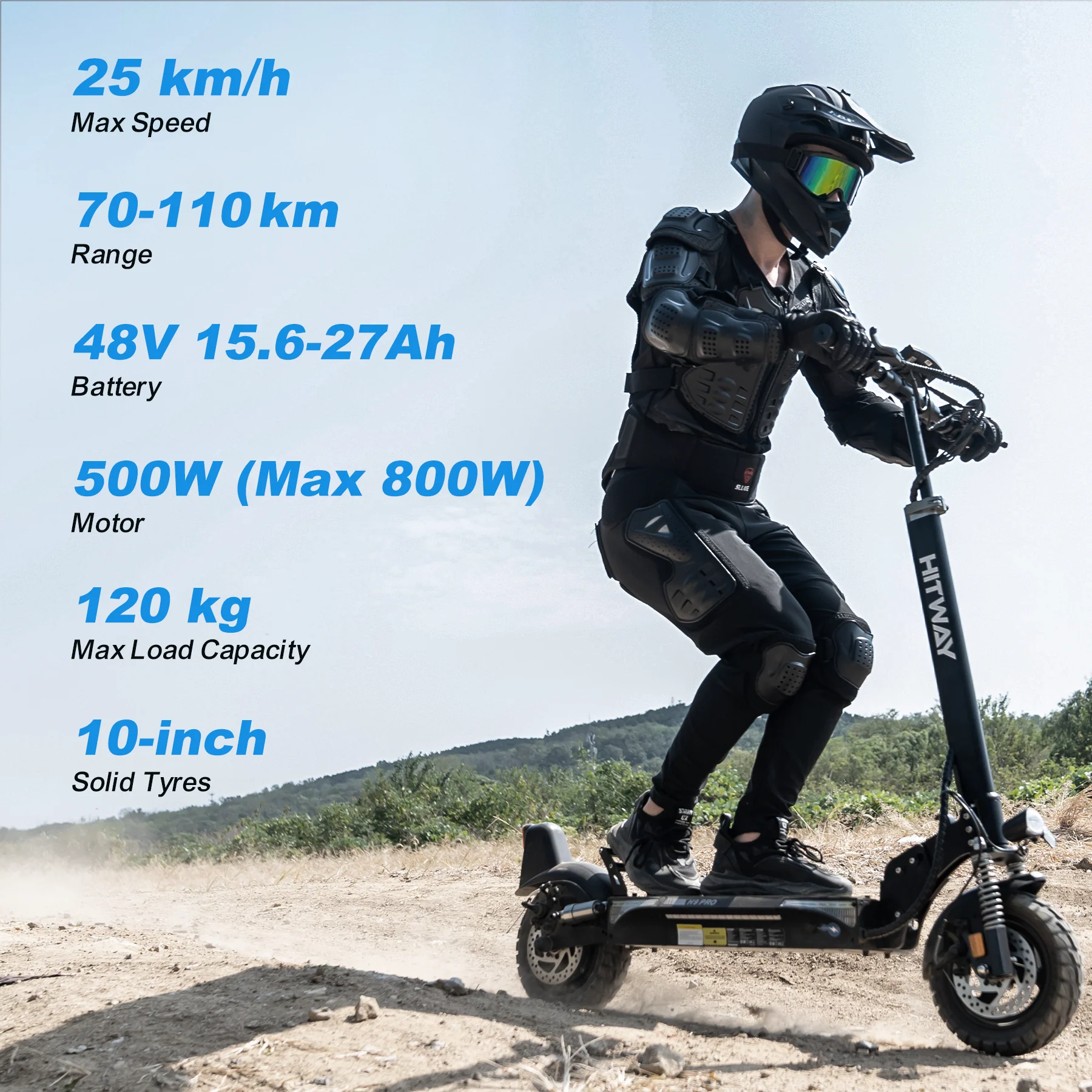 Hitway H9, Trotinetă electrică pliabilă, 500W, 48V 15.6Ah, 749Wh, 70km autonomie - imagine 3