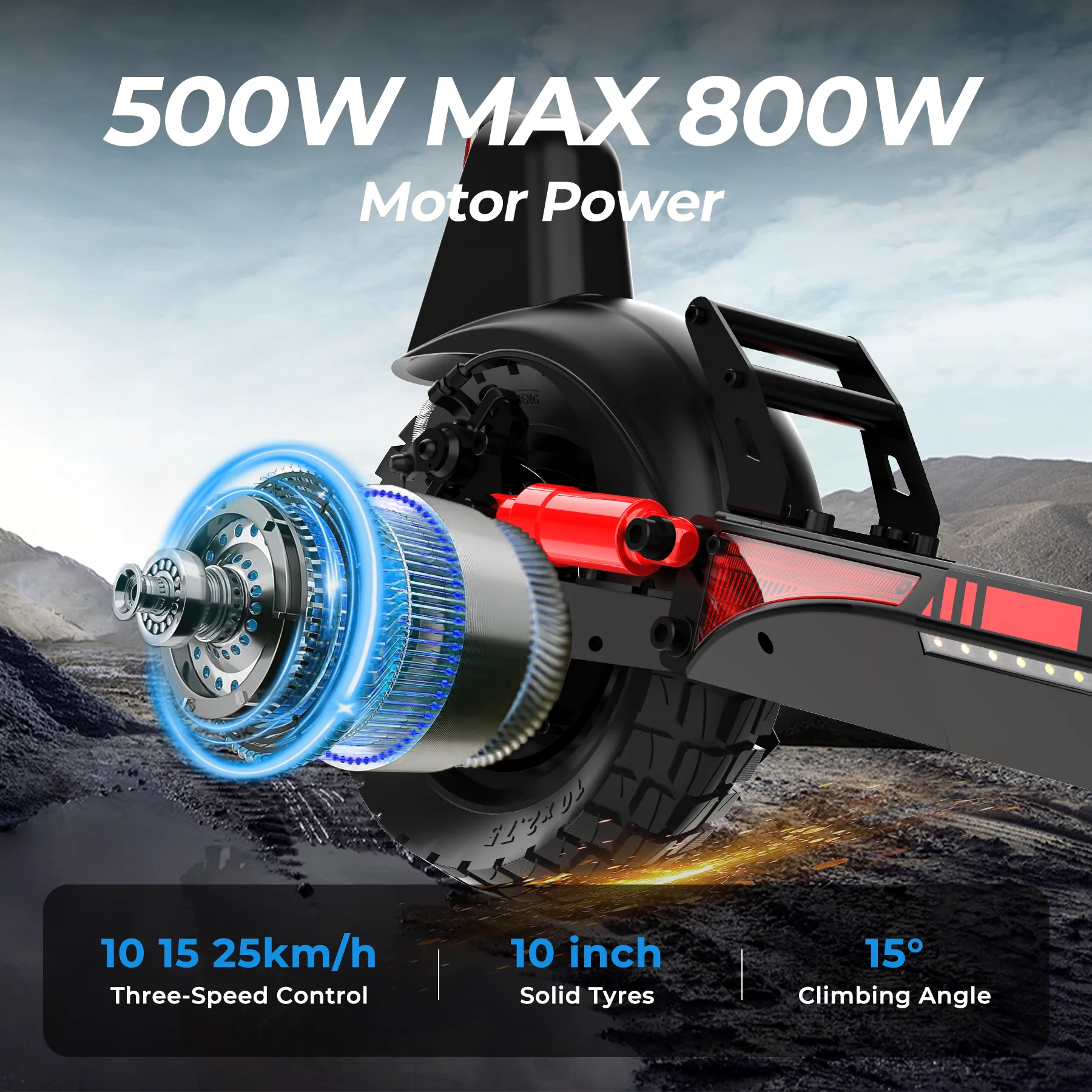 Hitway H9, Trotinetă electrică pliabilă, 500W, 48V 15.6Ah, 749Wh, 70km autonomie - imagine 5