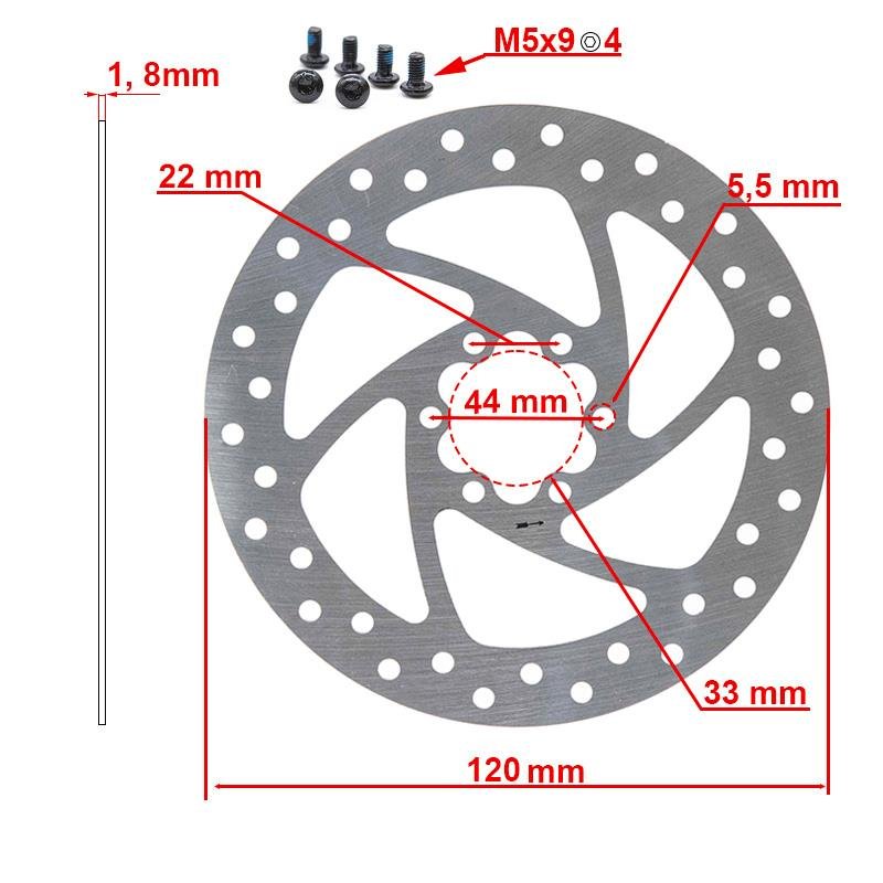 Disc de frână argintiu 120 mm 6h pentru Cecotec Outsider/Bongo Seria A
