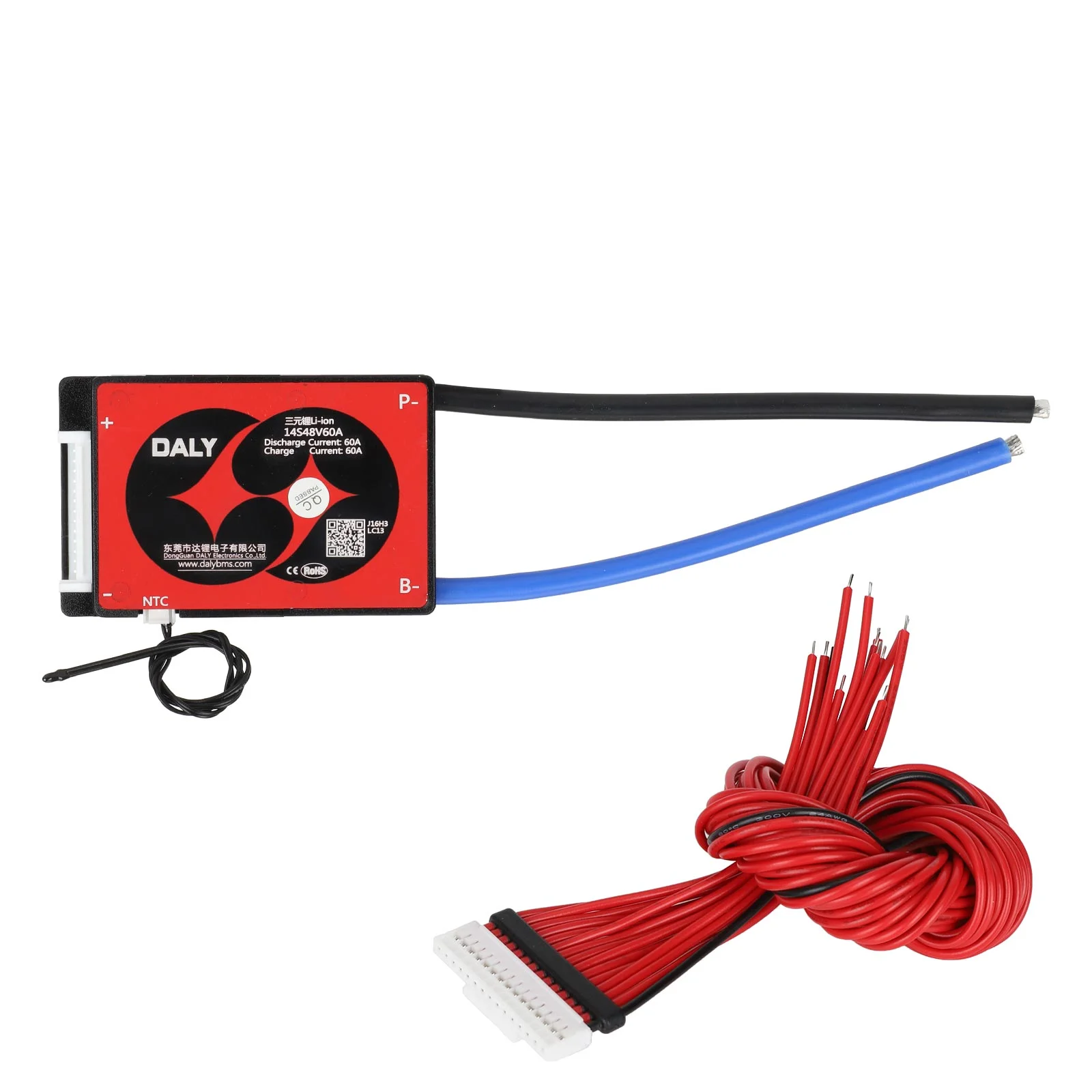 Placă BMS 14S 48V 60A cu cablu, pentru baterie Daly
