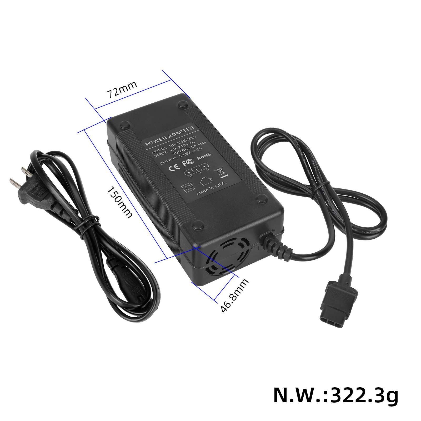 Încărcător 53.5V 2A cu ventilator, ștecher US, pentru NIU KQi Air, NIU KQi3, NIU KQi3 Pro