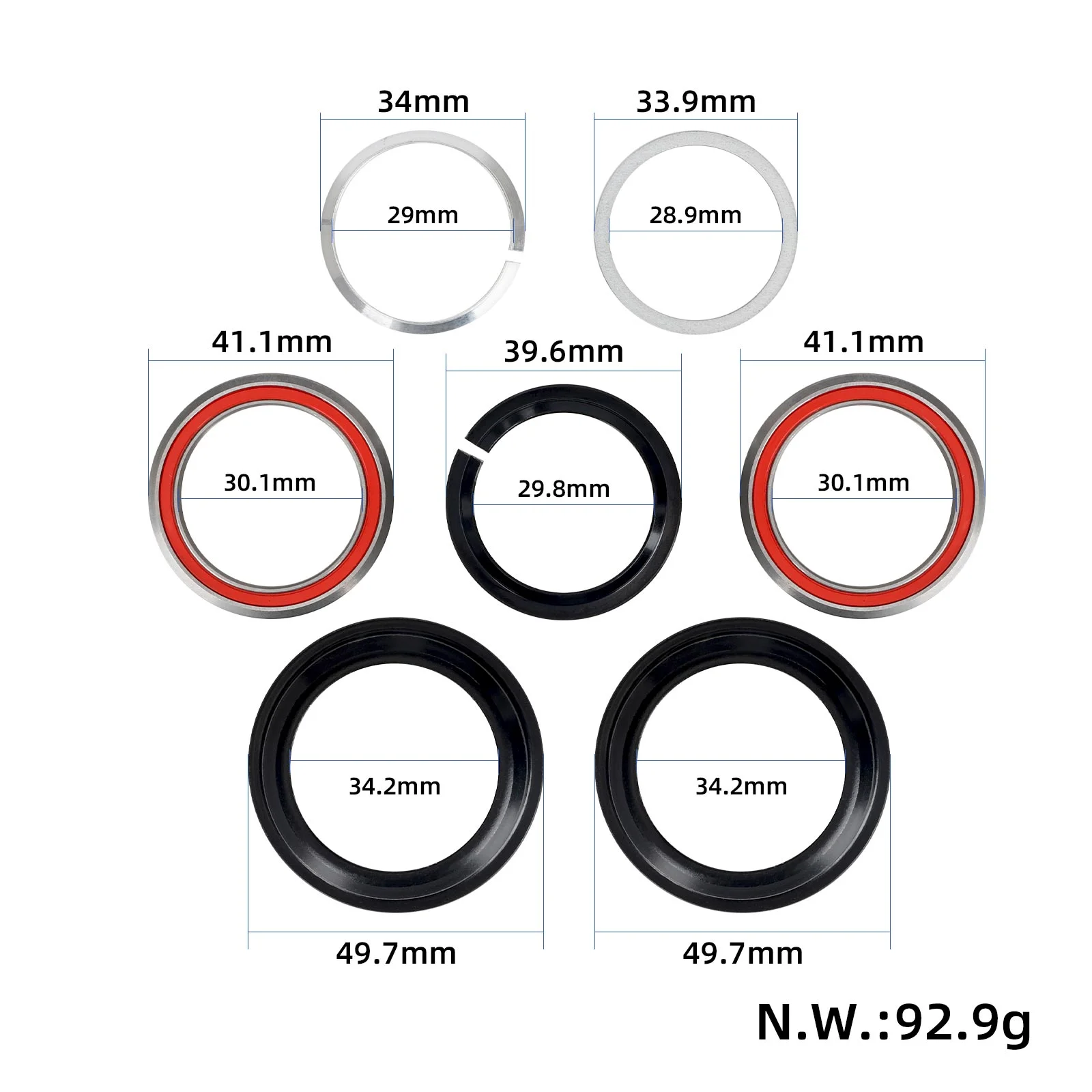 Set de rulmenți pentru direcție, 7 piese, pentru Kukirin M4 Max