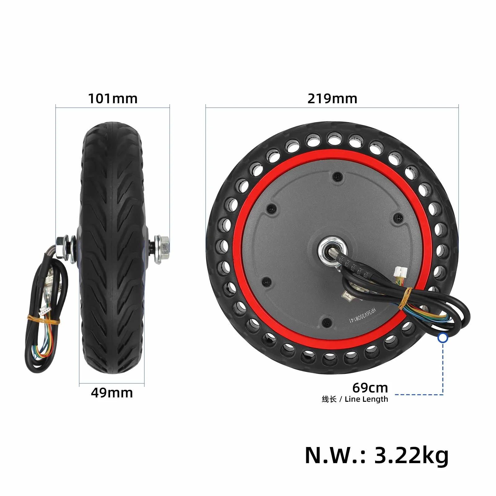Motor în roată 36V 350W 8.5 inch cu anvelopă plină tip fagure 8 1/2*2, pentru Xiaomi Pro