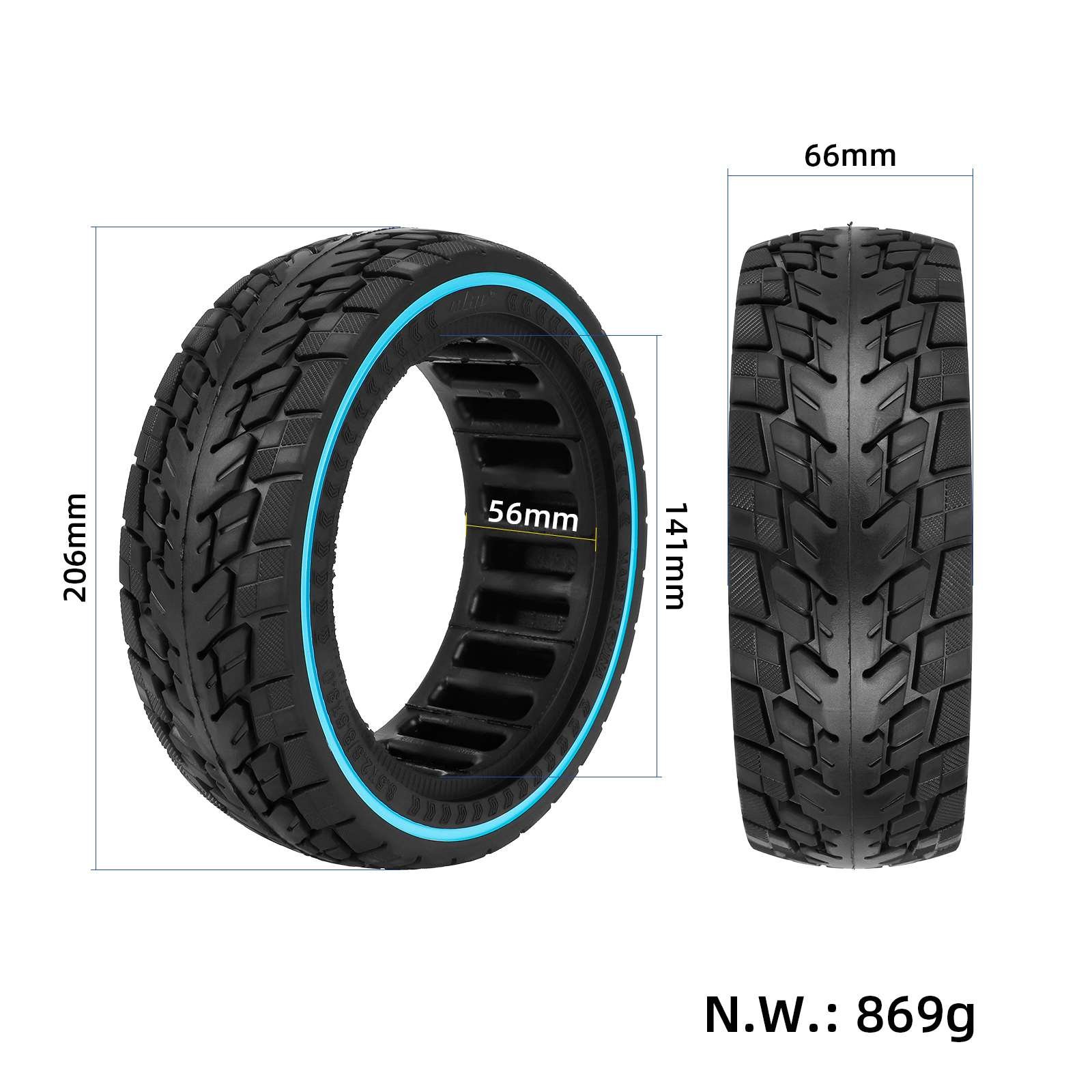 Anvelopă plină tip fagure off-road 8.5*2.5, cu cerc albastru, pentru Dualtron Mini, Ulip
