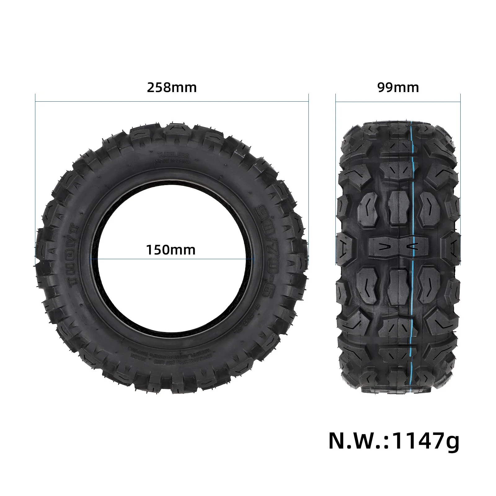 Anvelopă tubeless off-road 90/70-6, Tuovt