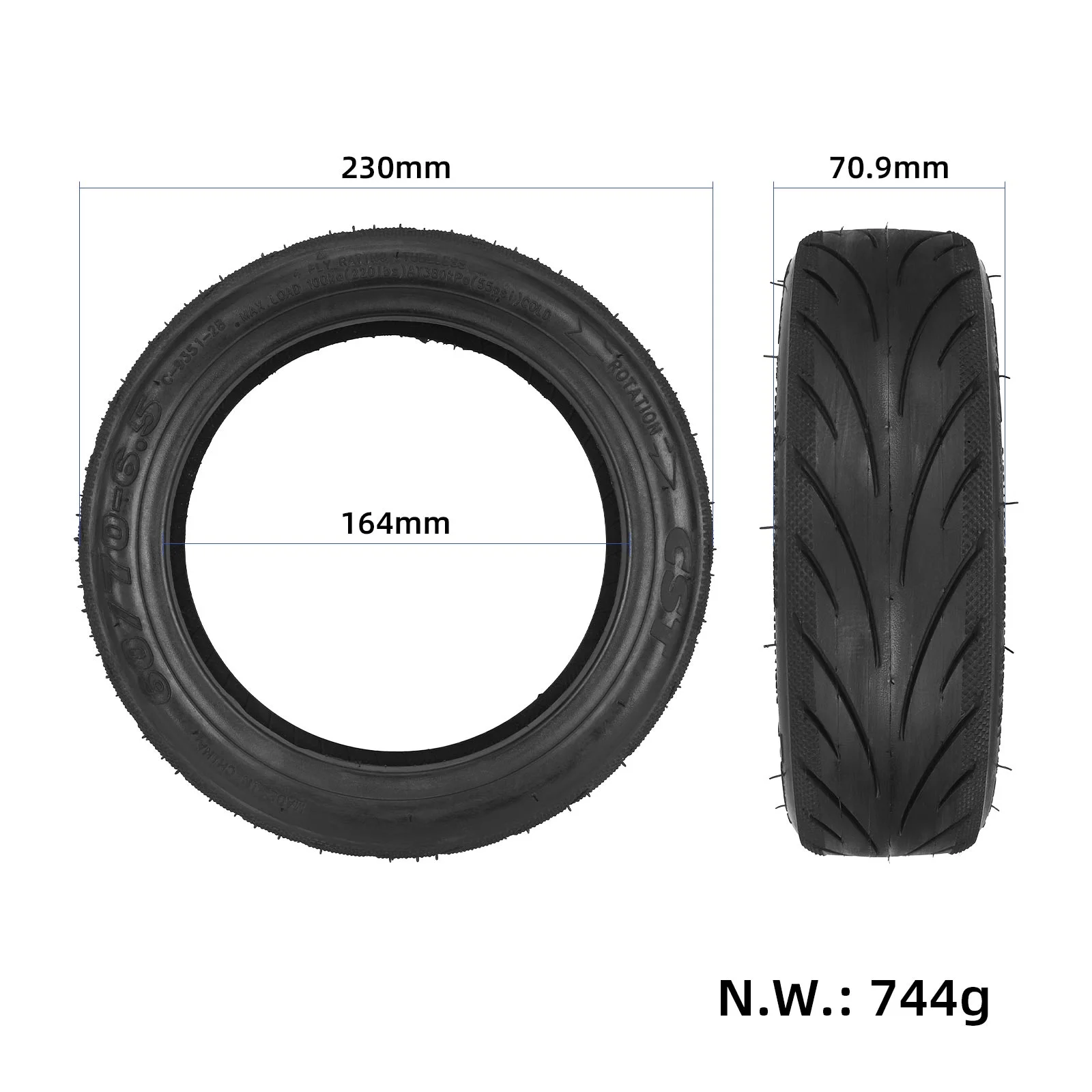 Anvelopă tubeless cu auto-reparare 60/70-6.5 pentru Xiaomi Ninebot Max G30/G30E/G30LP, CST