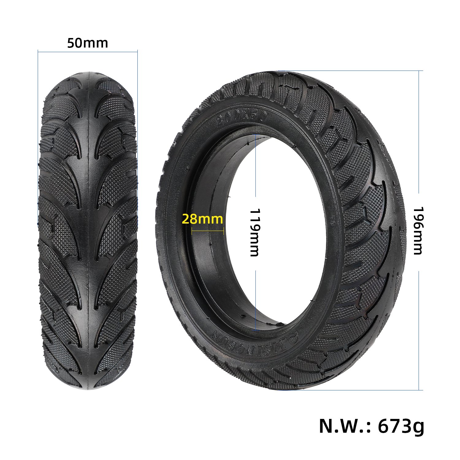 Anvelopă plină 200*50 pentru trotinetă electrică de 8 inch, Risingsun