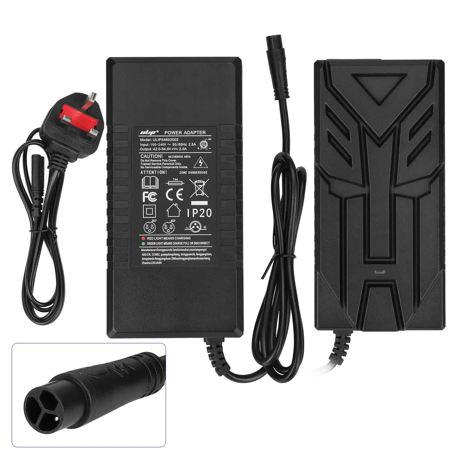 Încărcător 54.6V2A cu cap mic LP16-3P, ștecher UK, Ulip