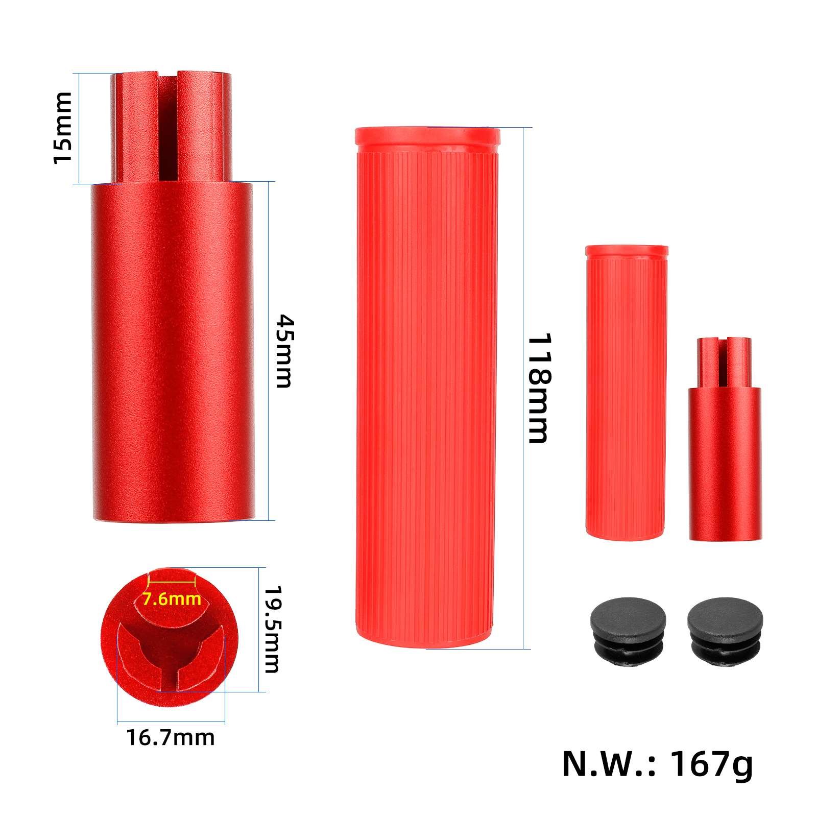 Set prelungitor de ghidon din aluminiu, roșu, fără lumină, pentru Xiaomi M365 Pro, Ulip