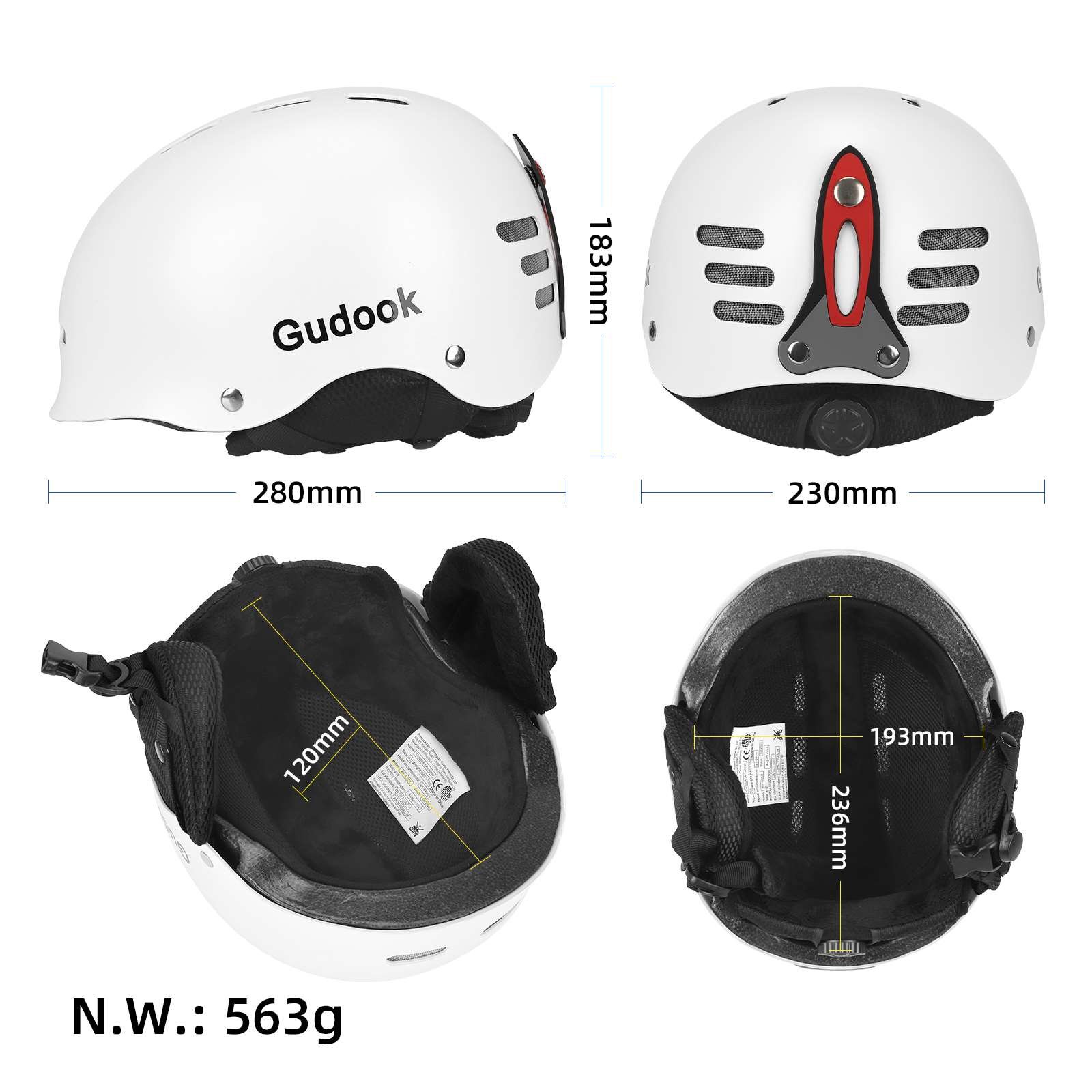 Cască albă cu protecție pentru urechi, pentru snowboard și schi