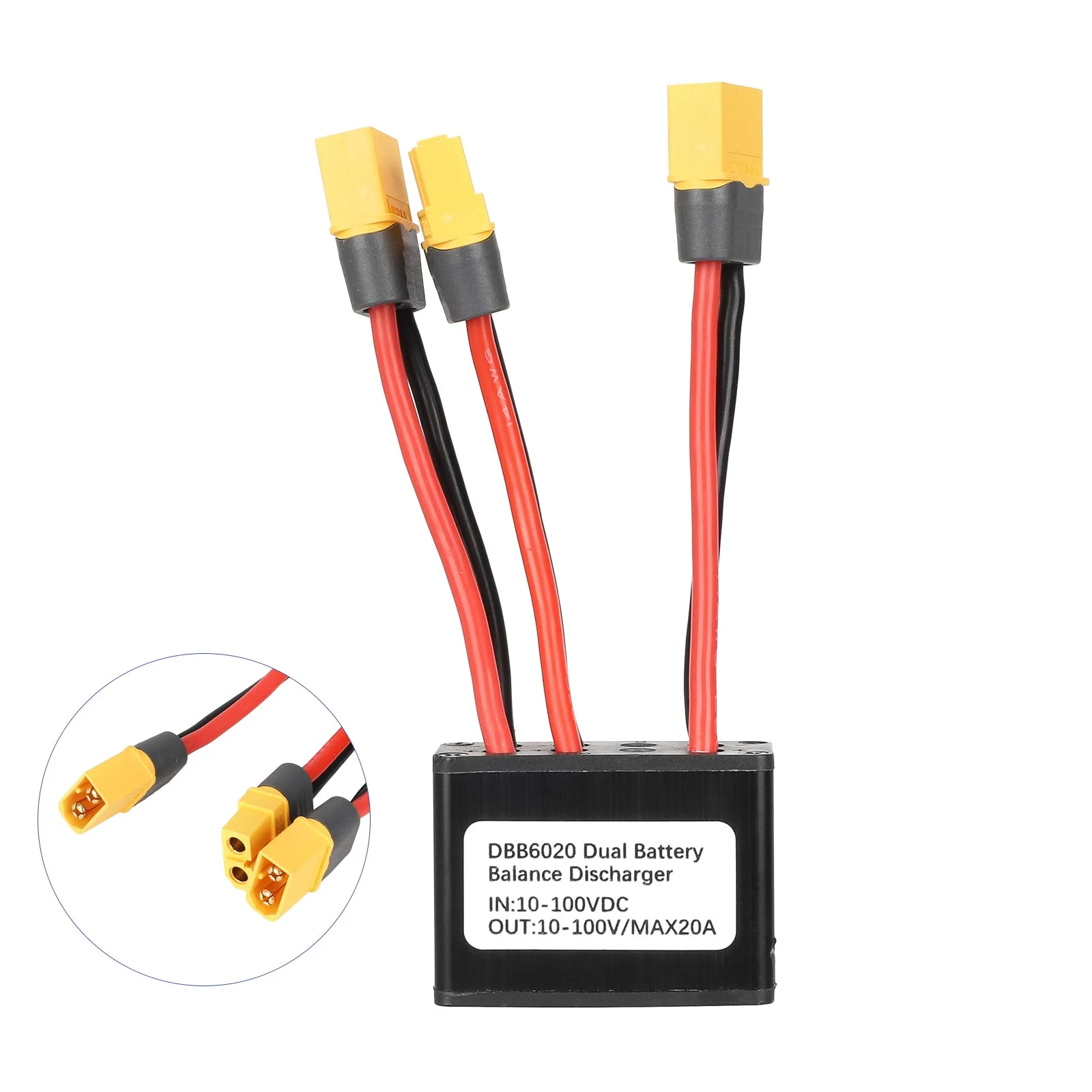 Convertor de descărcare dublu pentru baterii 10-100V 20A, cu ștecher XT60