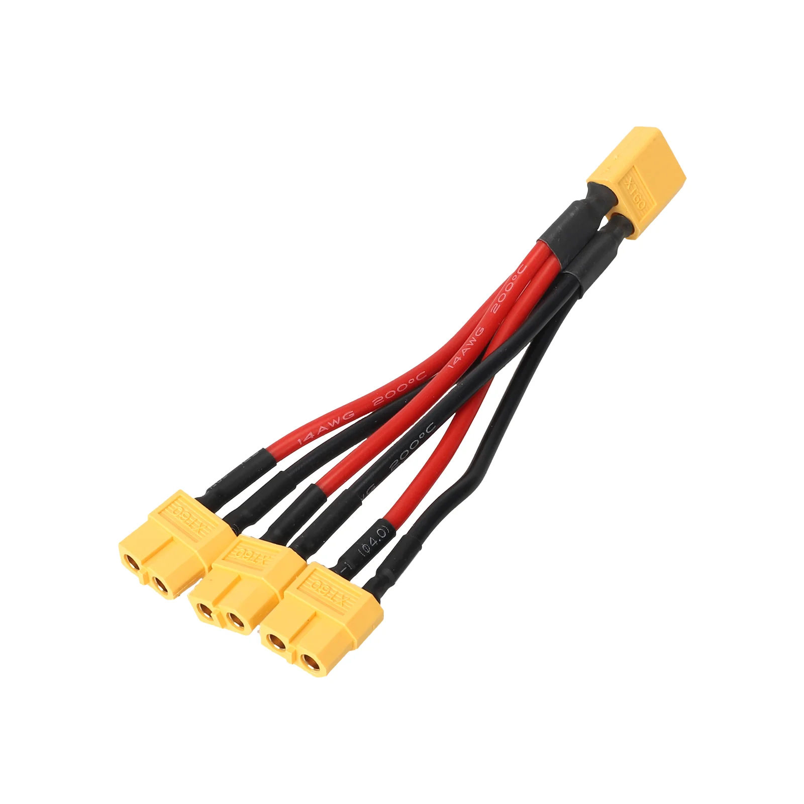 Cablu adaptor XT60 paralel, tată la 3 mamă, 10cm, 14AWG