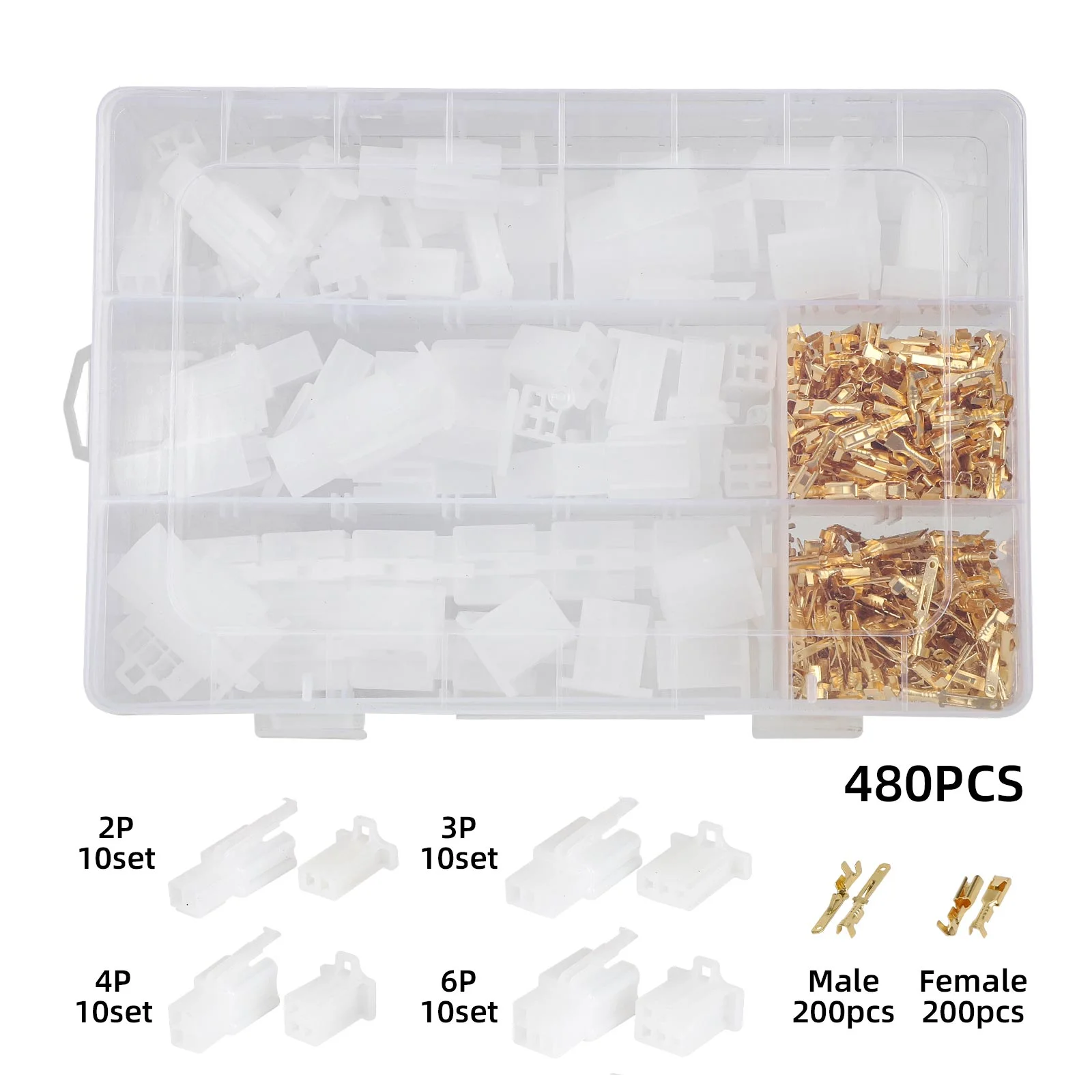 Set conectori 2.8mm 2P-6P, 480 buc., asortat