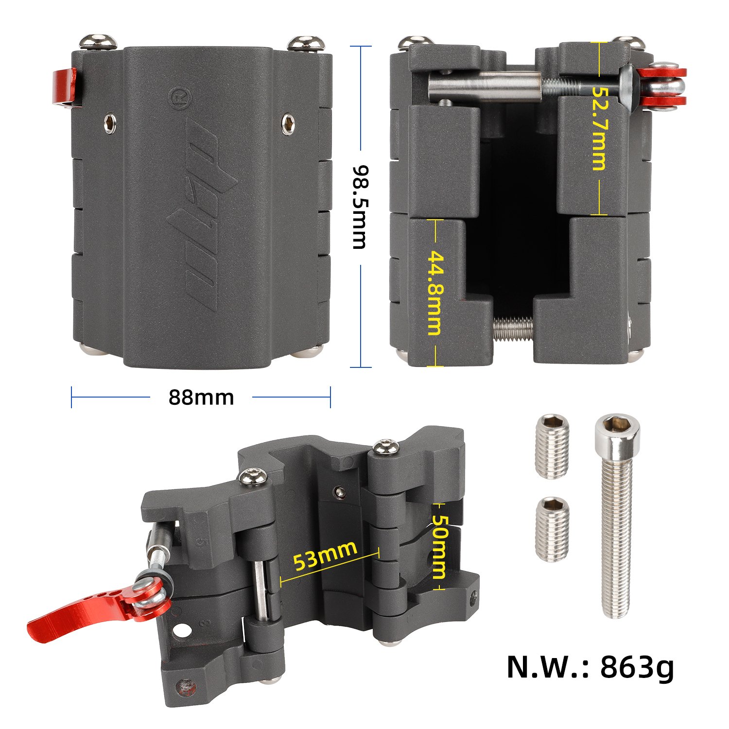 Clemă pliabilă gri din aluminiu, pentru trotinete Xiaomi și Segway Ninebot seria F, Ulip