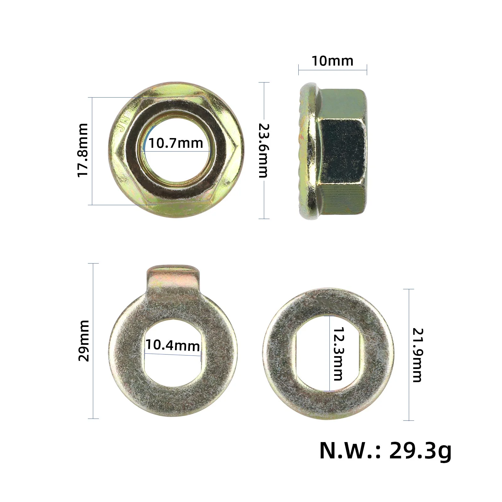 Șurub cu piuliță 12mm din oțel inoxidabil, pentru Kukirin G2 Pro