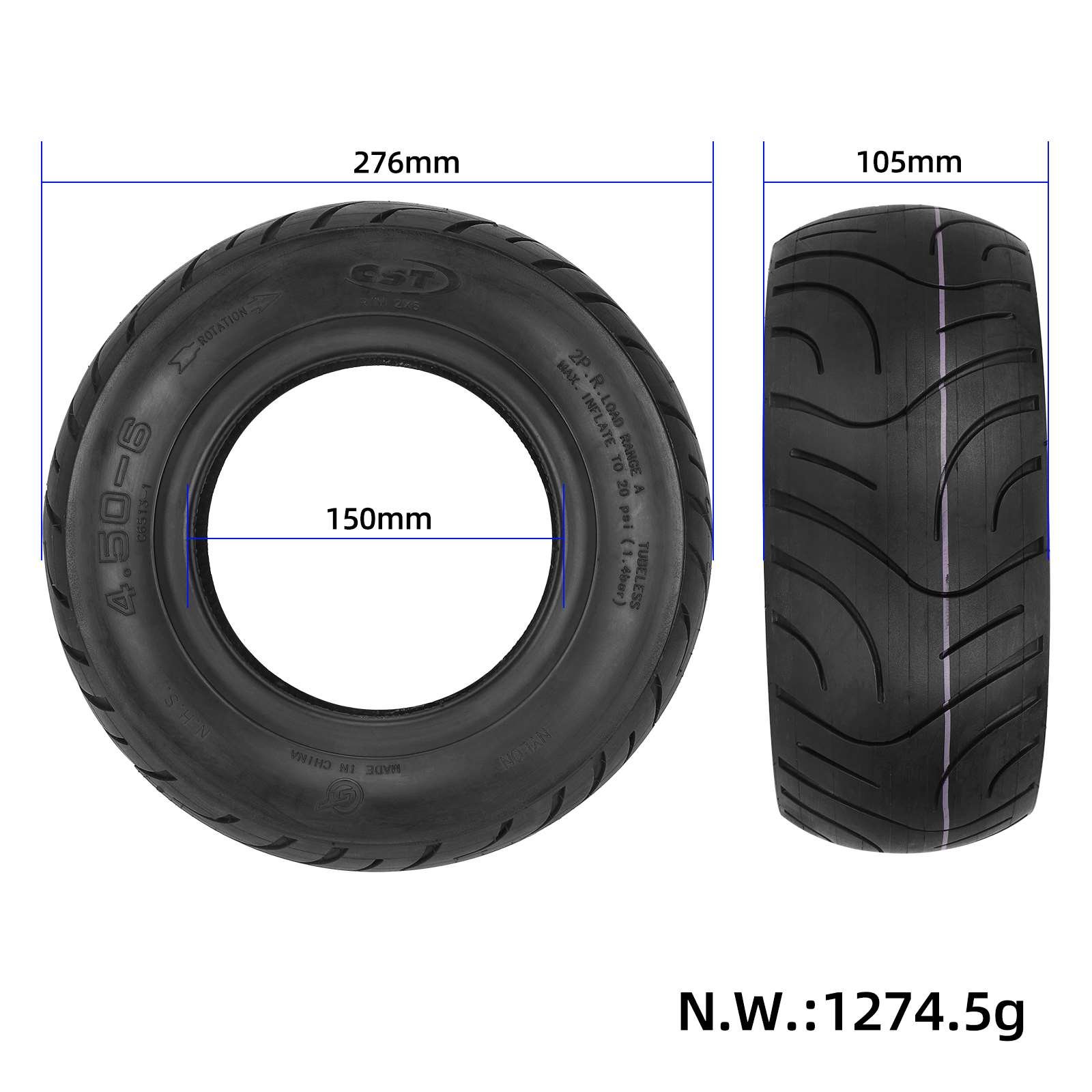 Anvelopă tubeless 4.50-6, pentru Zero 10x, Eagle One, Hawk Pro, CST