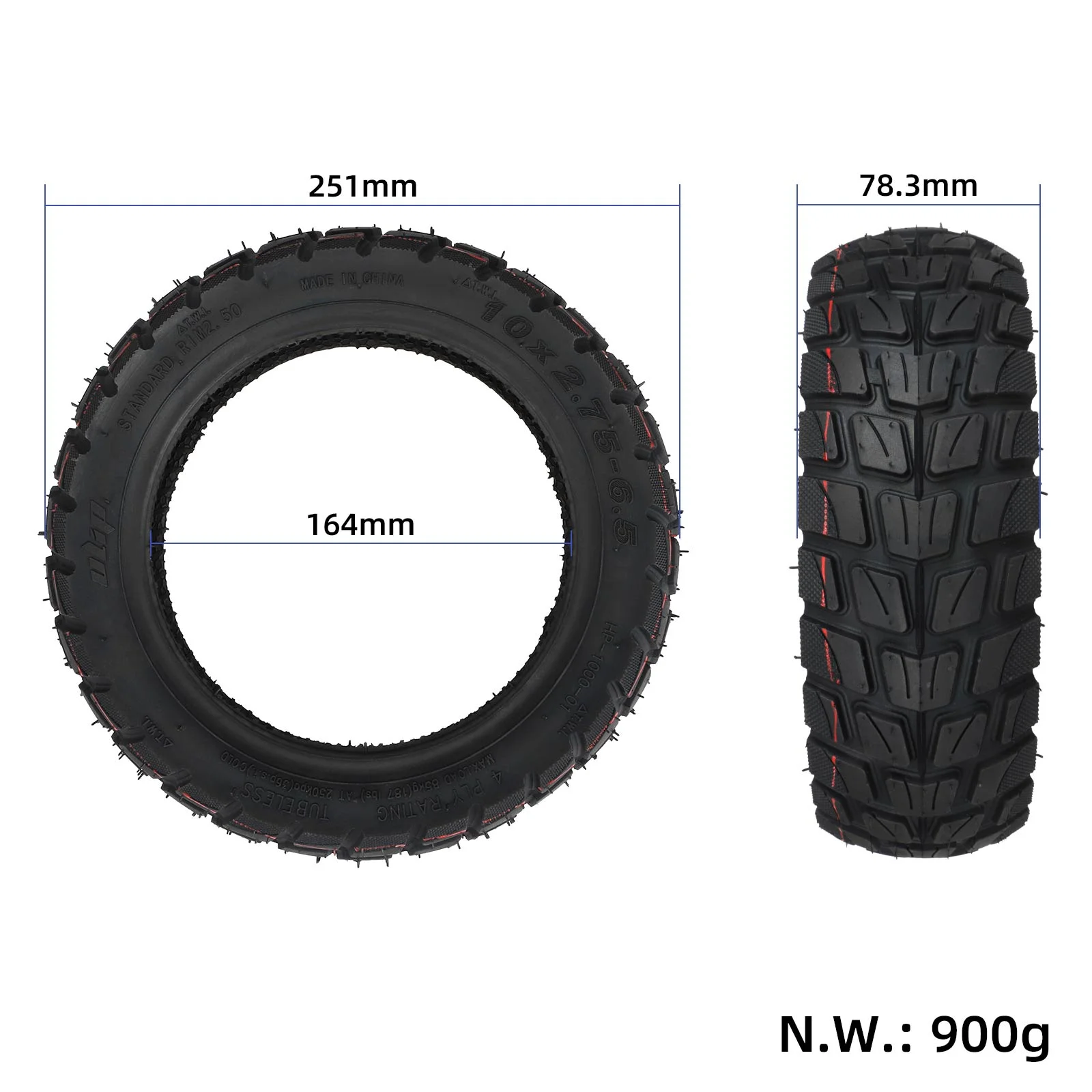 Anvelopă tubeless 10*2.75-6.5 (HP1000), pentru Kukirin G2, G3, G2 Ultra, M4 Max, A1, Ulip
