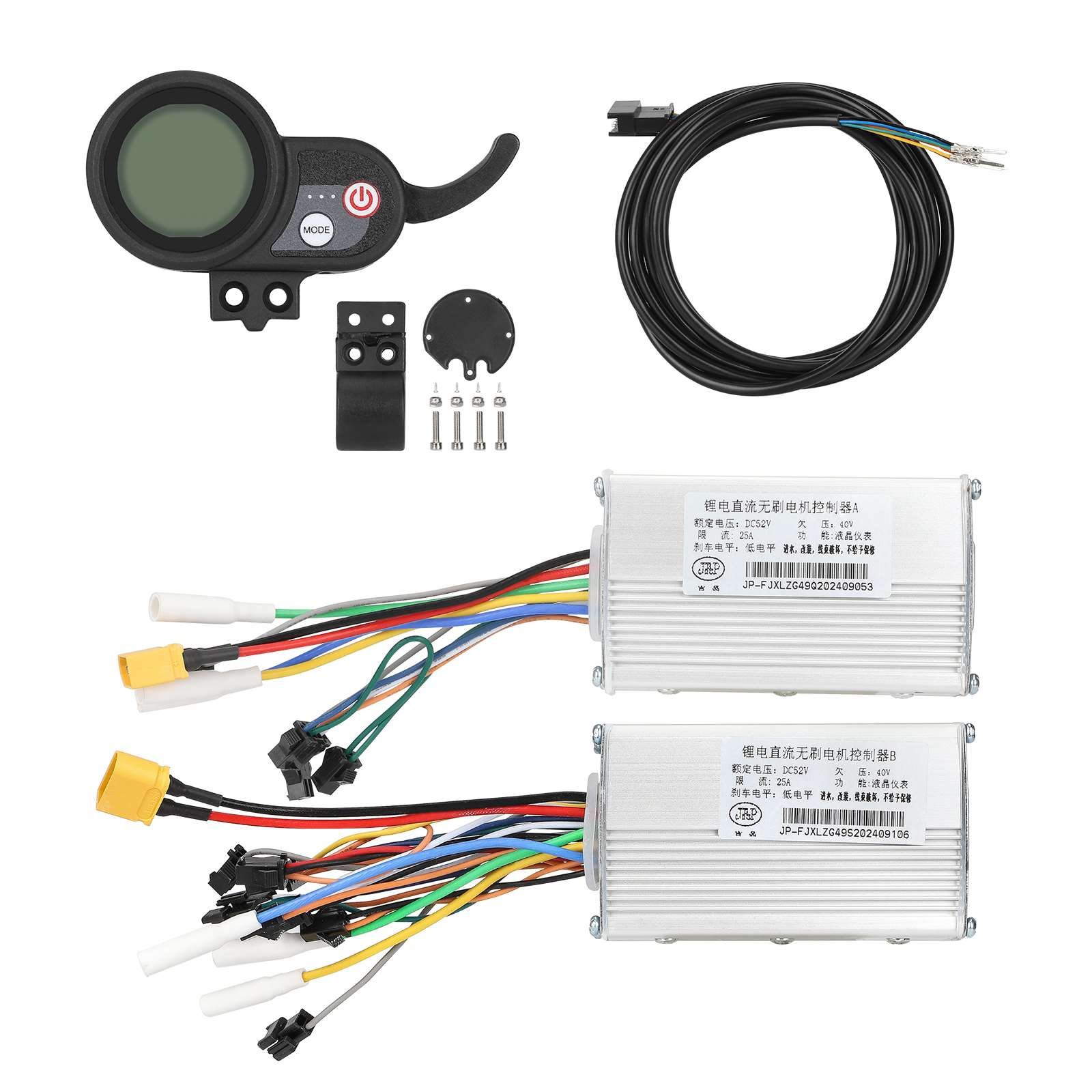 Set controlere duale A+B 52V 25A, cu afișaj și cablu de conectare, J&P