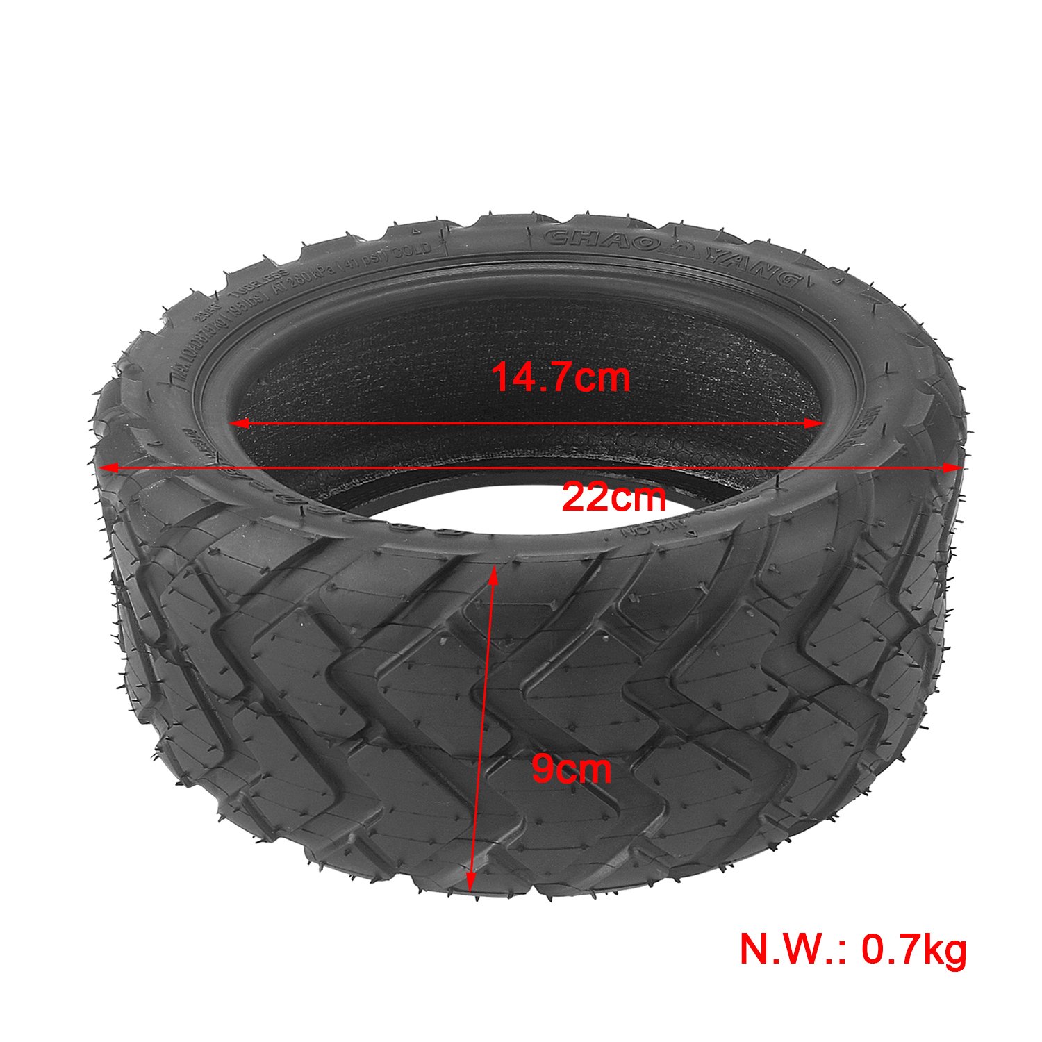 Anvelopă tubeless 80/60-6 îngroșată, fără cameră, 10 inch, Chaoyang
