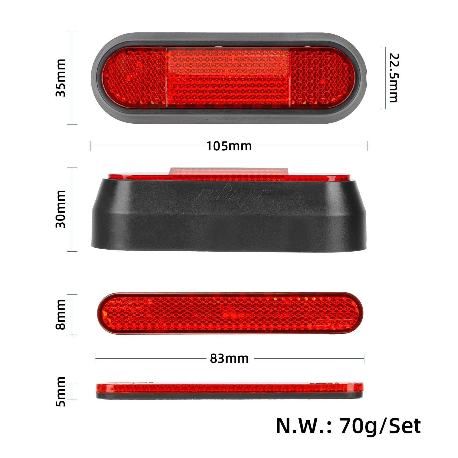 Capac decorativ spate gri cu benzi reflectorizante roșii, pentru Segway Max G30, Ninebot