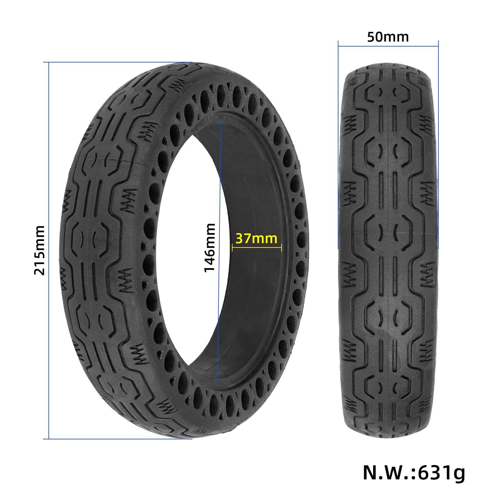 Anvelopă plină tip fagure 9*2, neagră, pentru Ninebot ES
