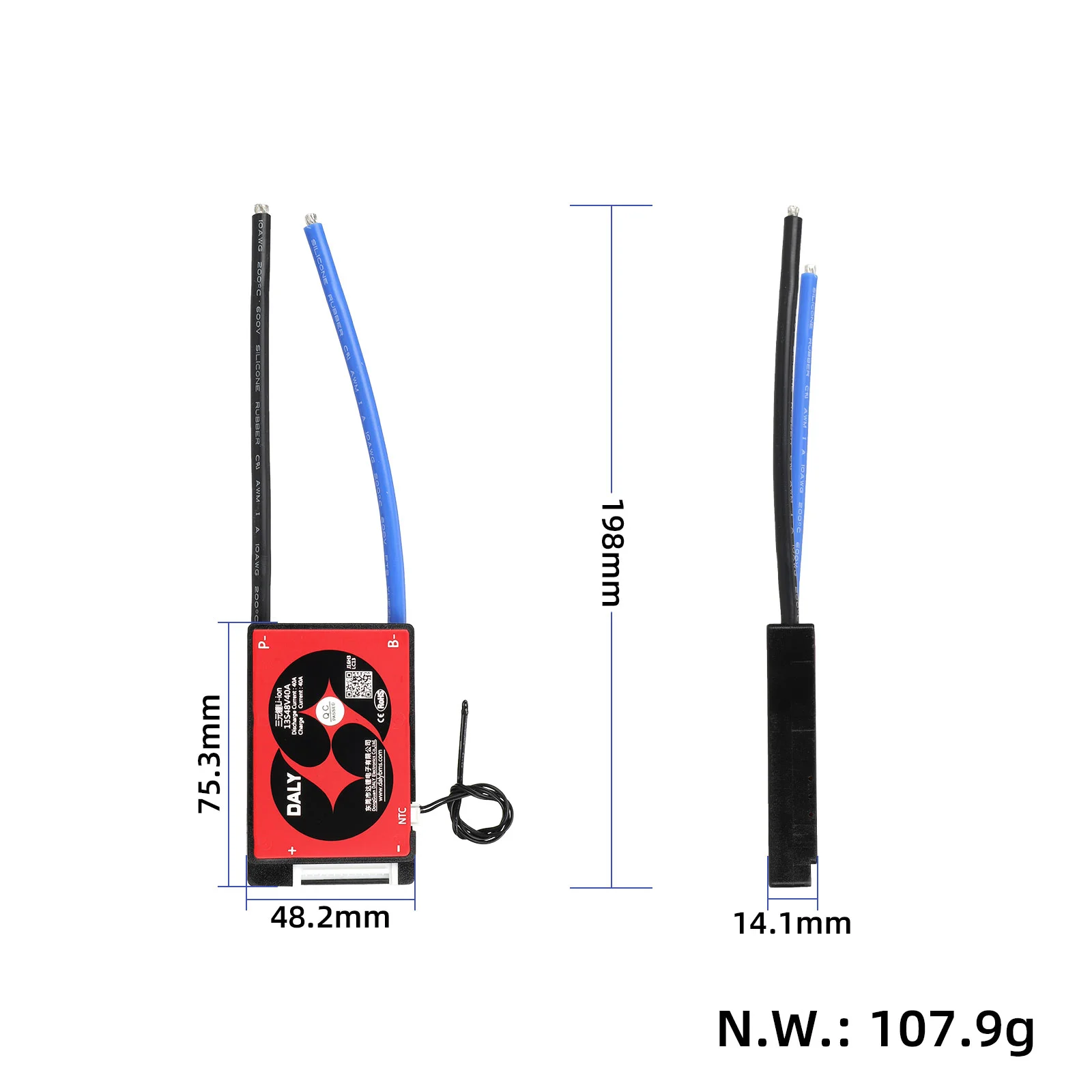 Placă de protecție BMS 13S 48V 40A cu cablu, Daly