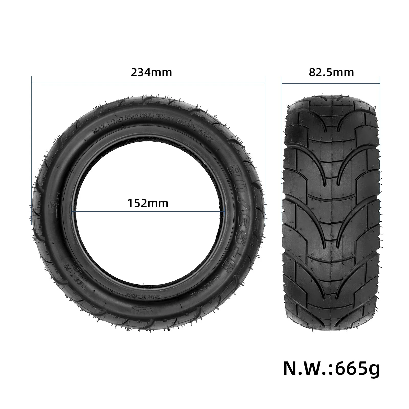 Anvelopă exterioară 80/65-6, tubeless, city road, pentru Kugoo/Pro, Humming Bird