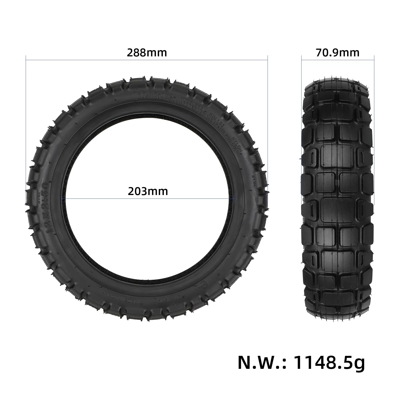 Anvelopă tubeless autoregenerantă 12*2.50 cu gel (CY416), Yuanxing