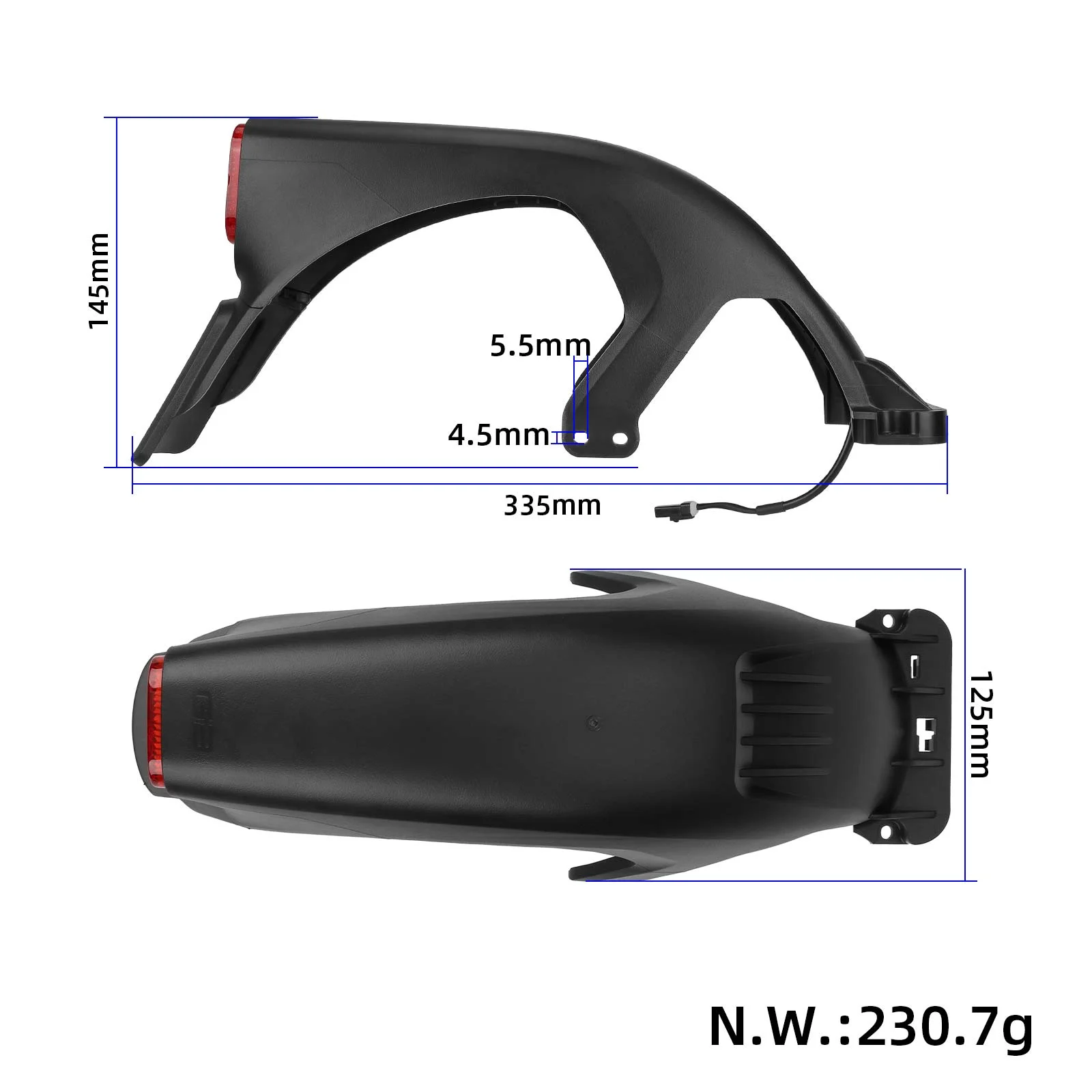 Aripă spate cu stop și bază pentru placă, din plastic ABS, pentru Ninebot Max G3