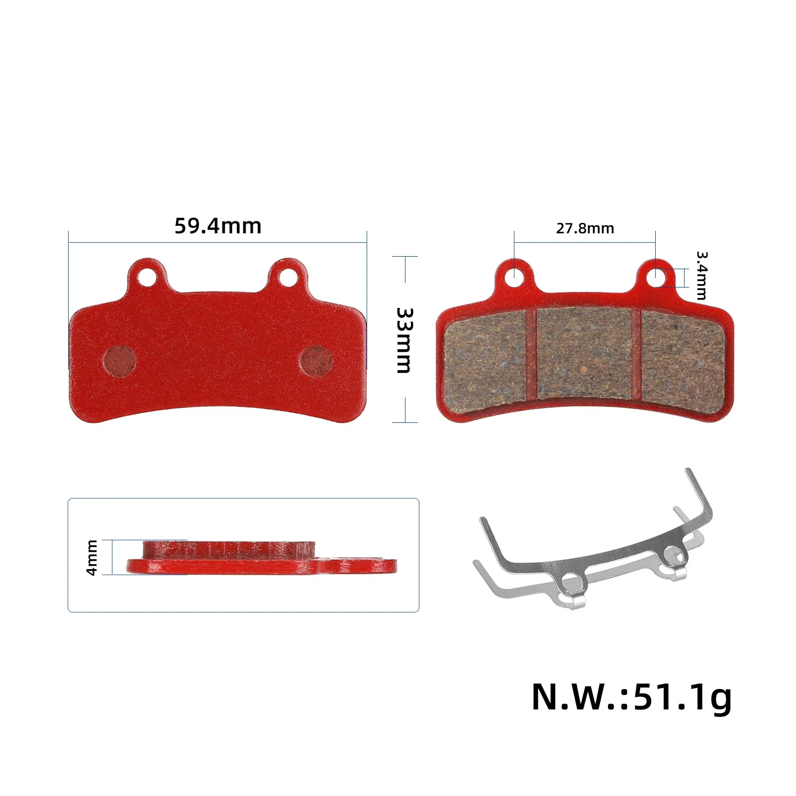 Plăcuțe de frână roșii cu șase pistoane, pentru frâne hidraulice LBN