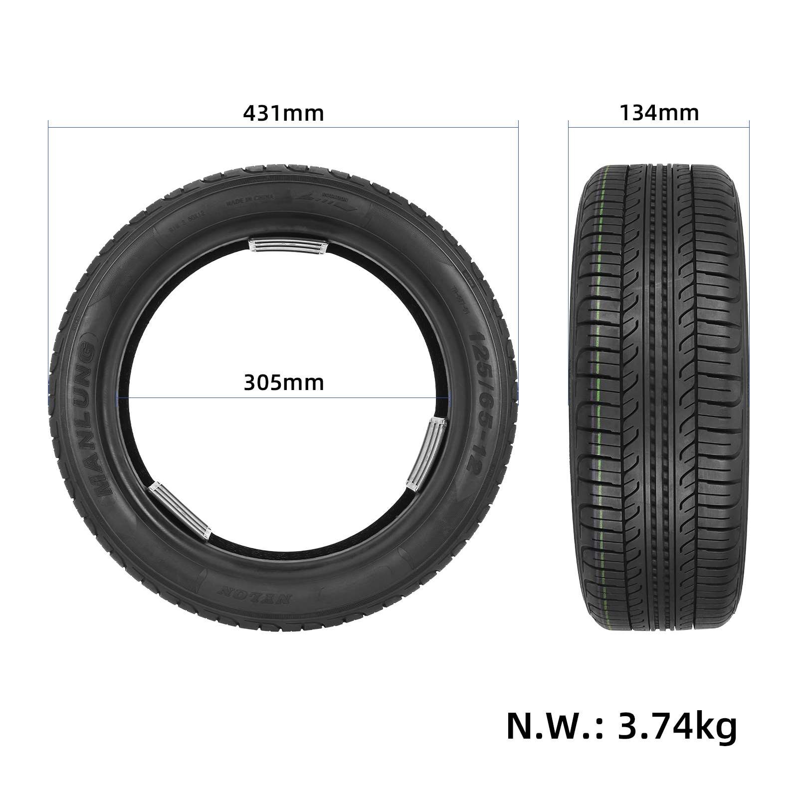 Anvelopă tubeless 125/65-12 (TH567), Manlung