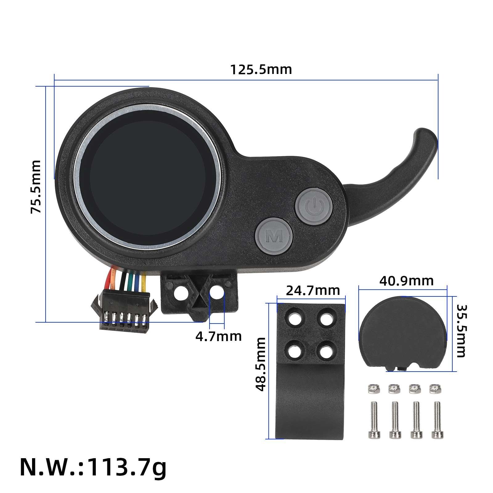 Afișaj LCD 36V-60V cu cap plat negru, J&P