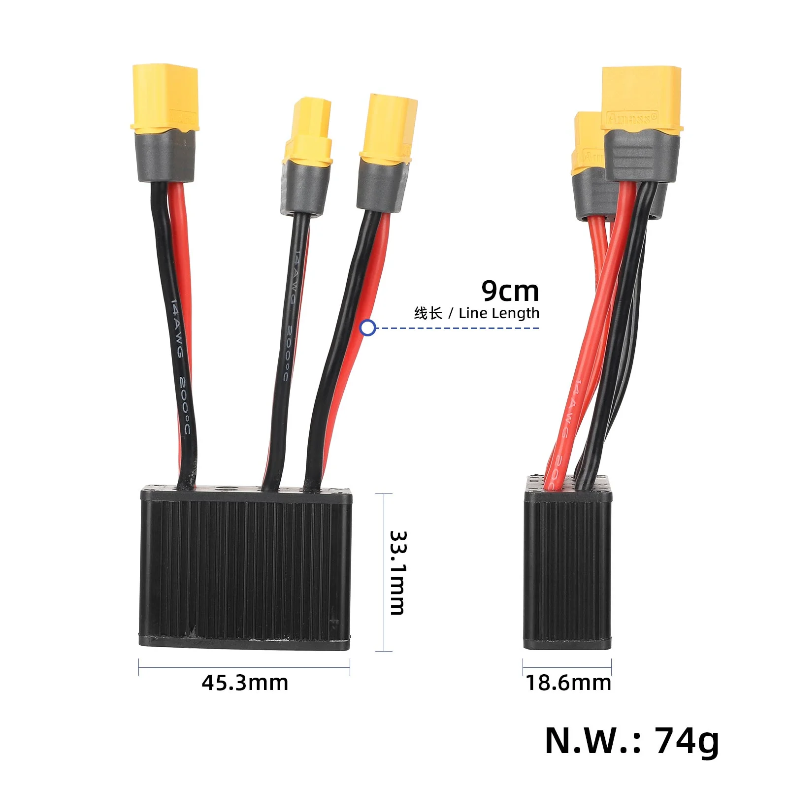 Convertor de descărcare dublu pentru baterii 10-100V 20A, cu ștecher XT60