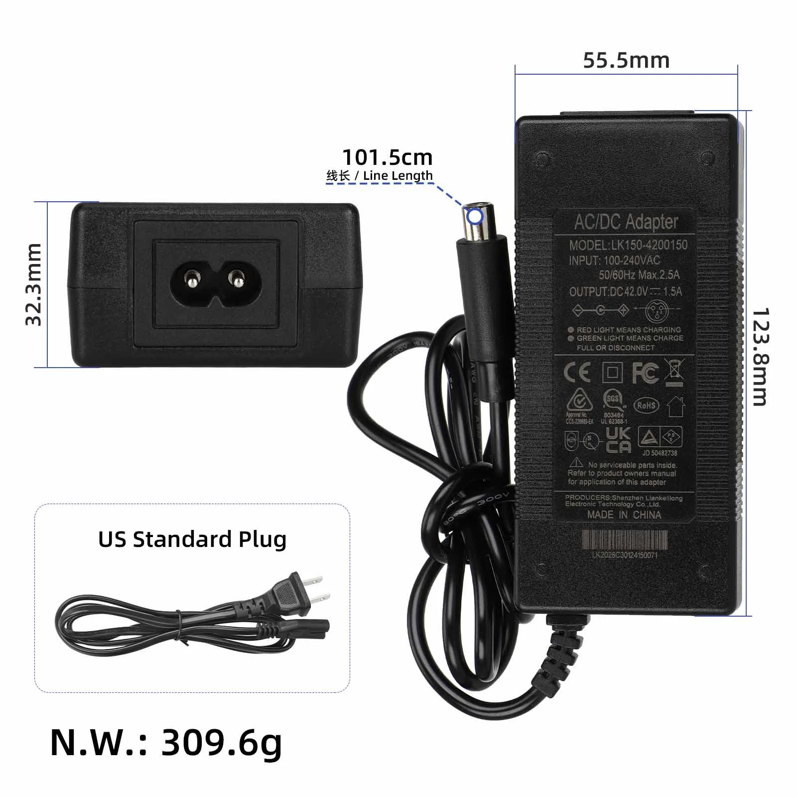 Încărcător 42V 1.5A pentru Xiaomi, ștecher standard US