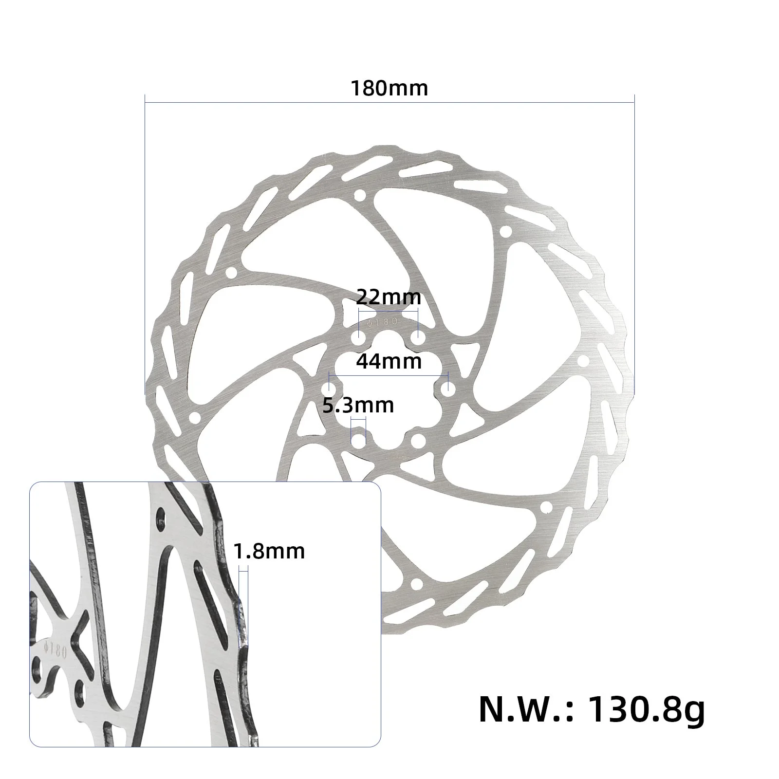 Disc de frână 180mm cu 6 orificii și 6 șuruburi