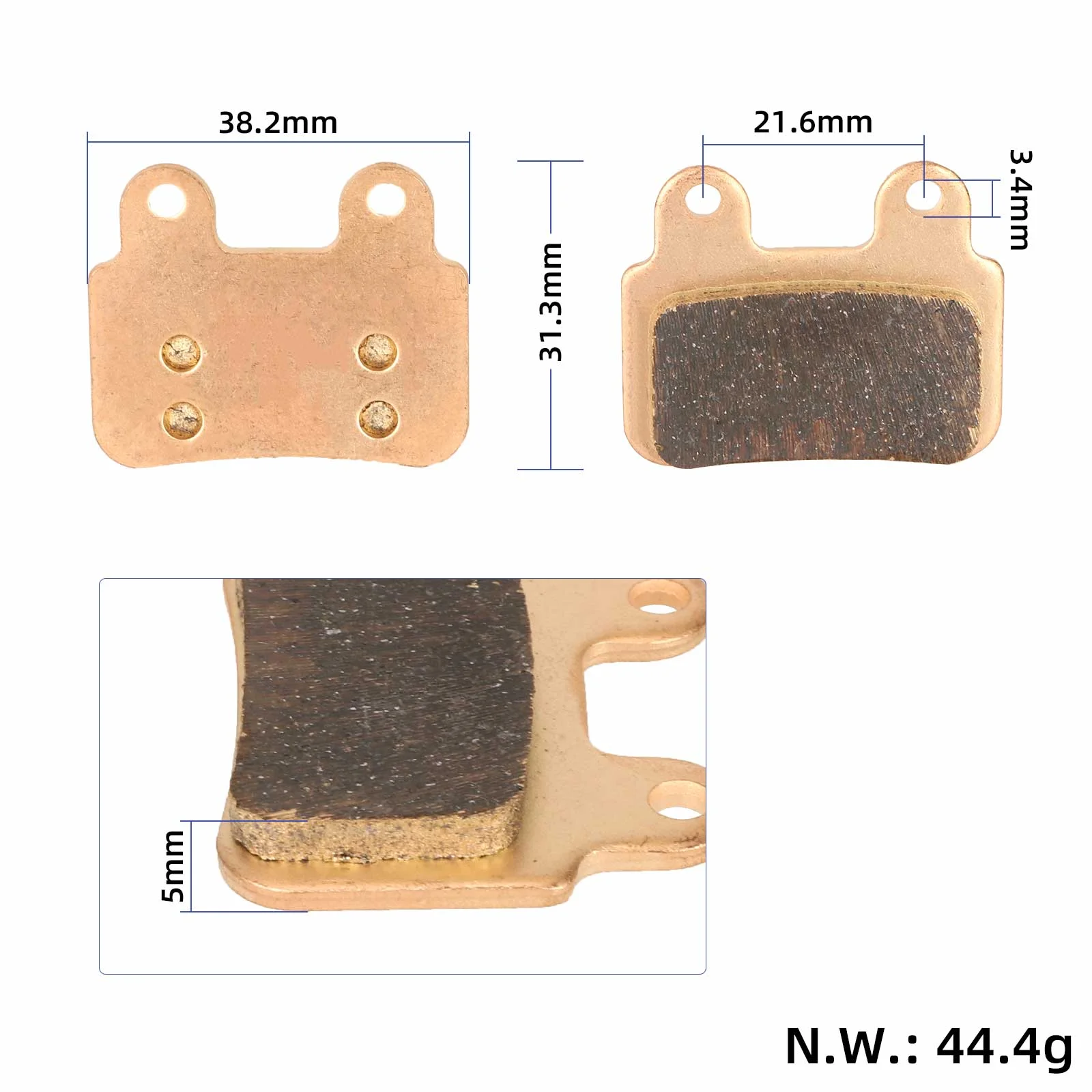 Plăcuțe de frână din metal sinterizat, auriu roz, M60