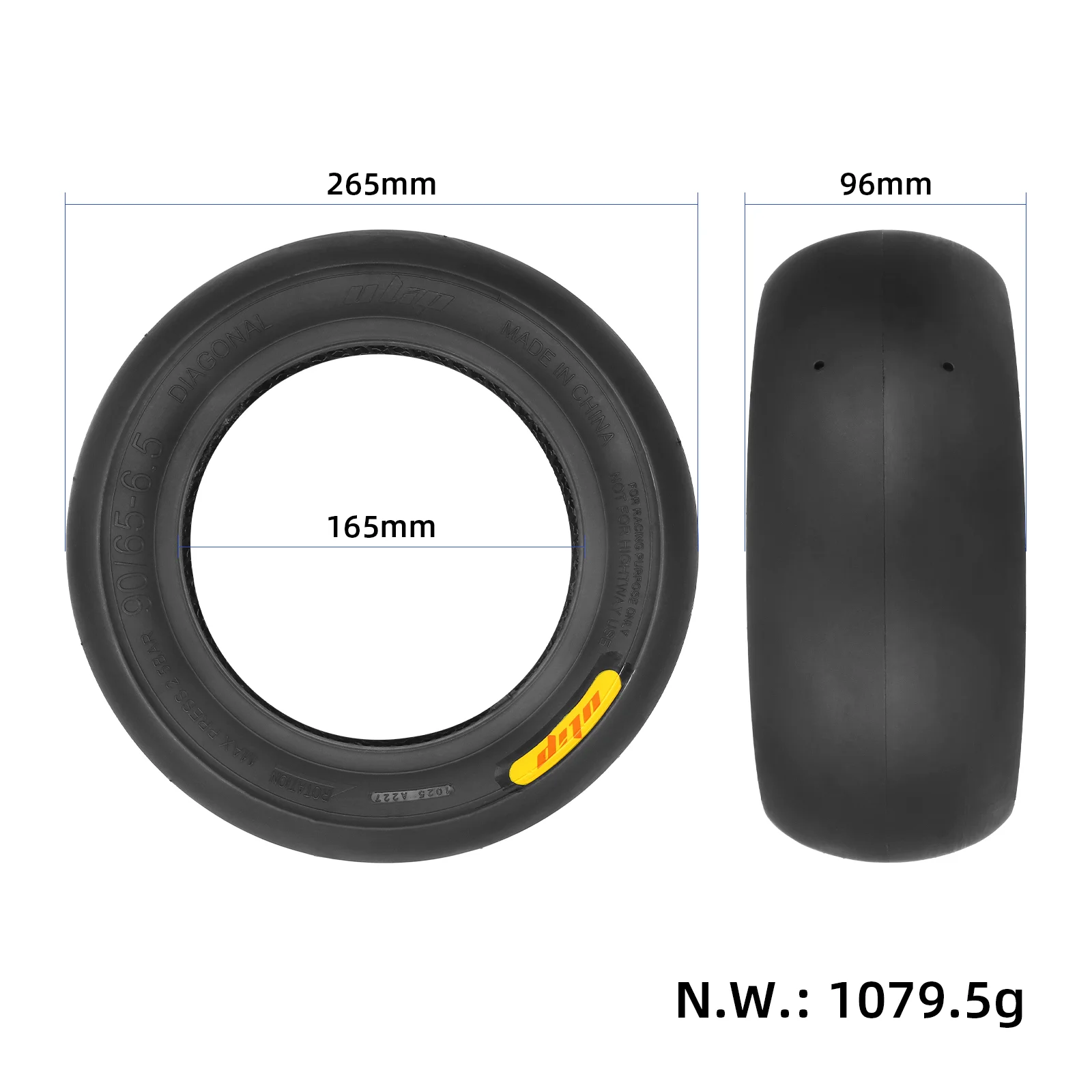Anvelopă tubeless 90/65-6.5 pentru Dualtron Thunder, Kaabo Wolf Warrior, Zero 11X, Ulip