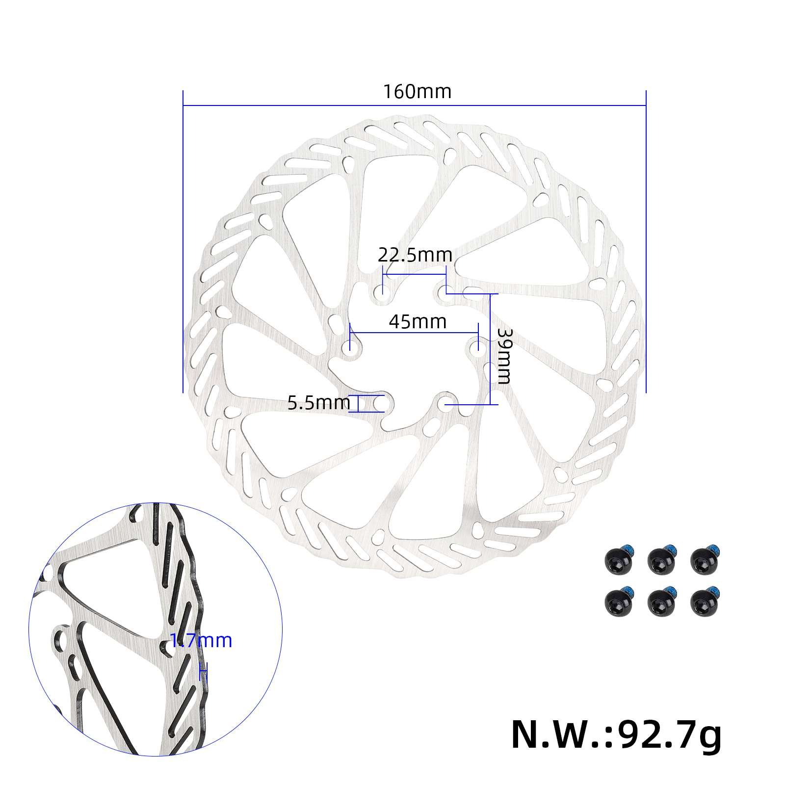 Disc de frână 160mm din oțel inoxidabil, cu 6 șuruburi